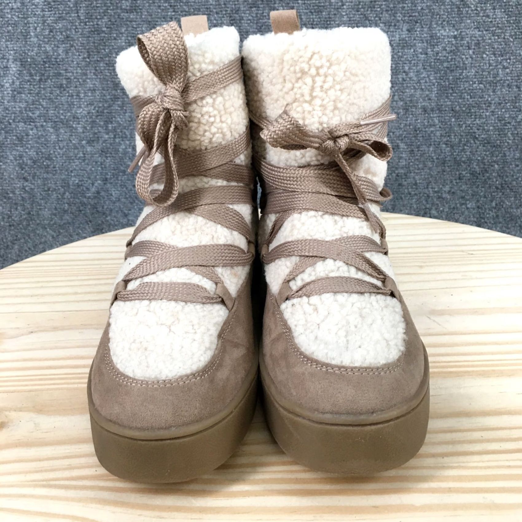 Vintage Universal Thread Winter Boots Women 8.5 Brown Birgitte Laced Up Comfort Faux Fur Boots Size US 9 / IT 39 - 6 Thumbnail