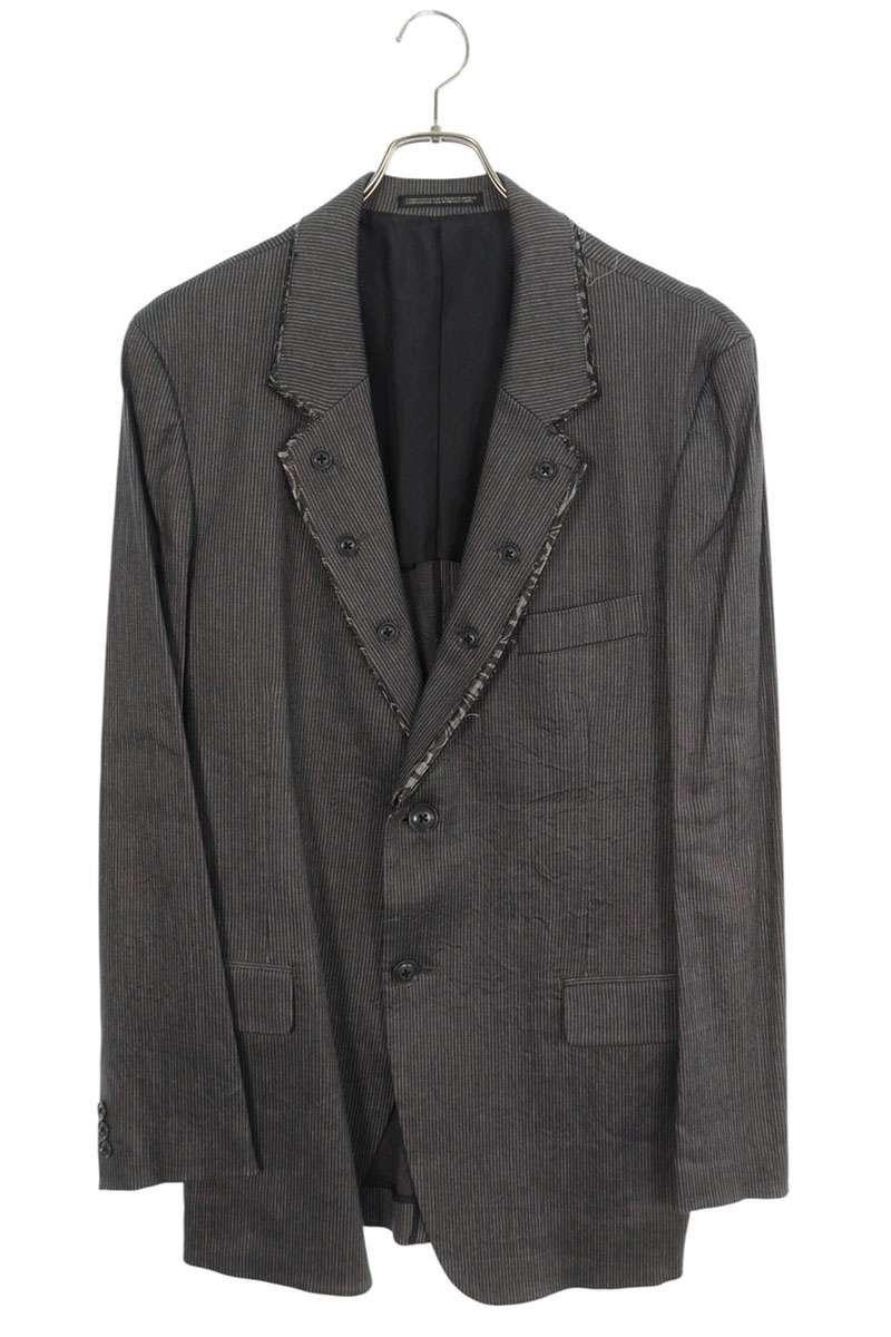 Yohji Yamamoto YOHJI YAMAMOTO POUR HOMME Cut-off striped linen jacket Size US L / EU 52-54 / 3 - 1 Thumbnail