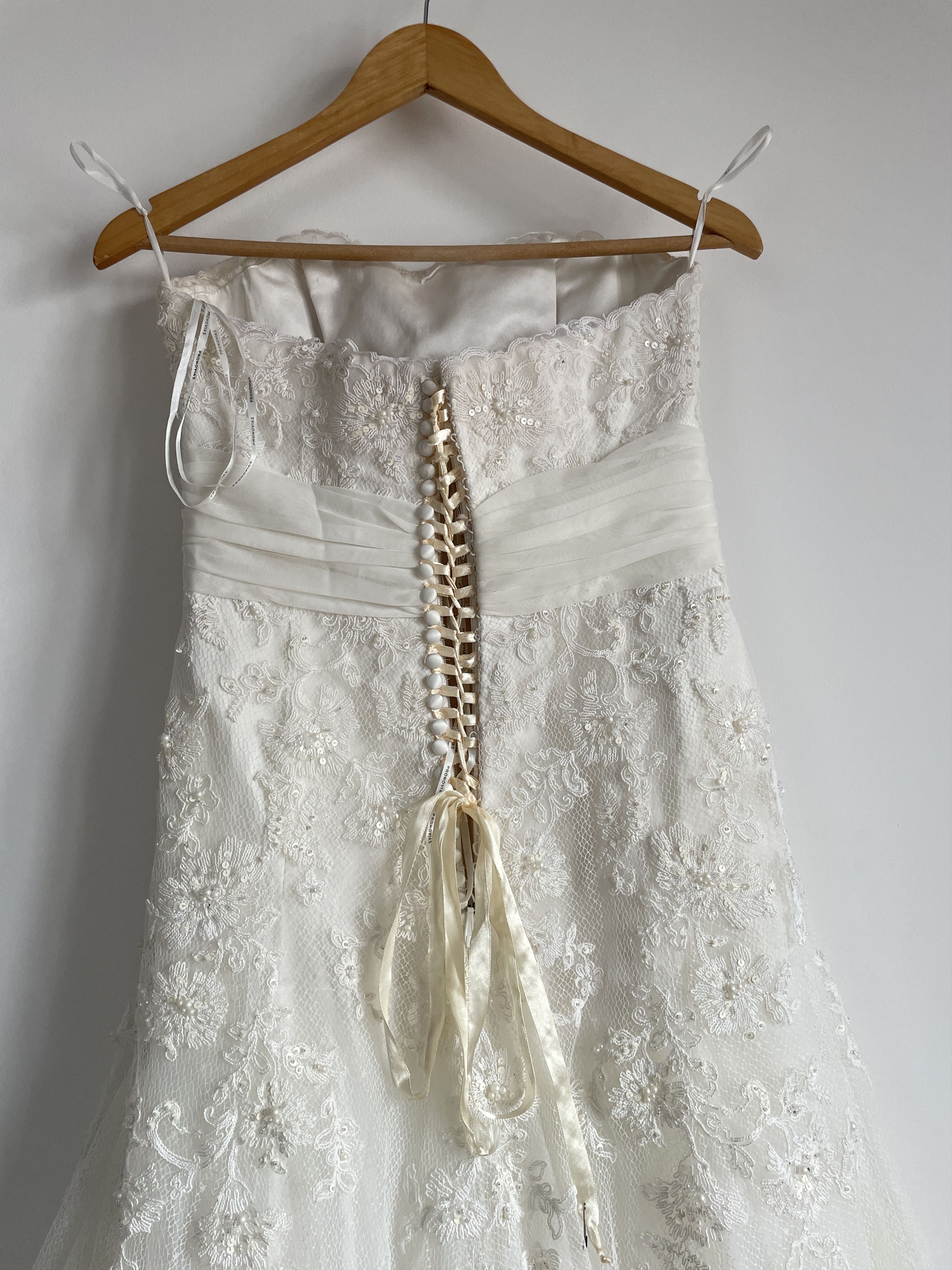 Other Pronovias Barcelona Strapless ALine Laces Wedding Dress Gown Size XL / US 12-14 / IT 48-50 - 4 Thumbnail