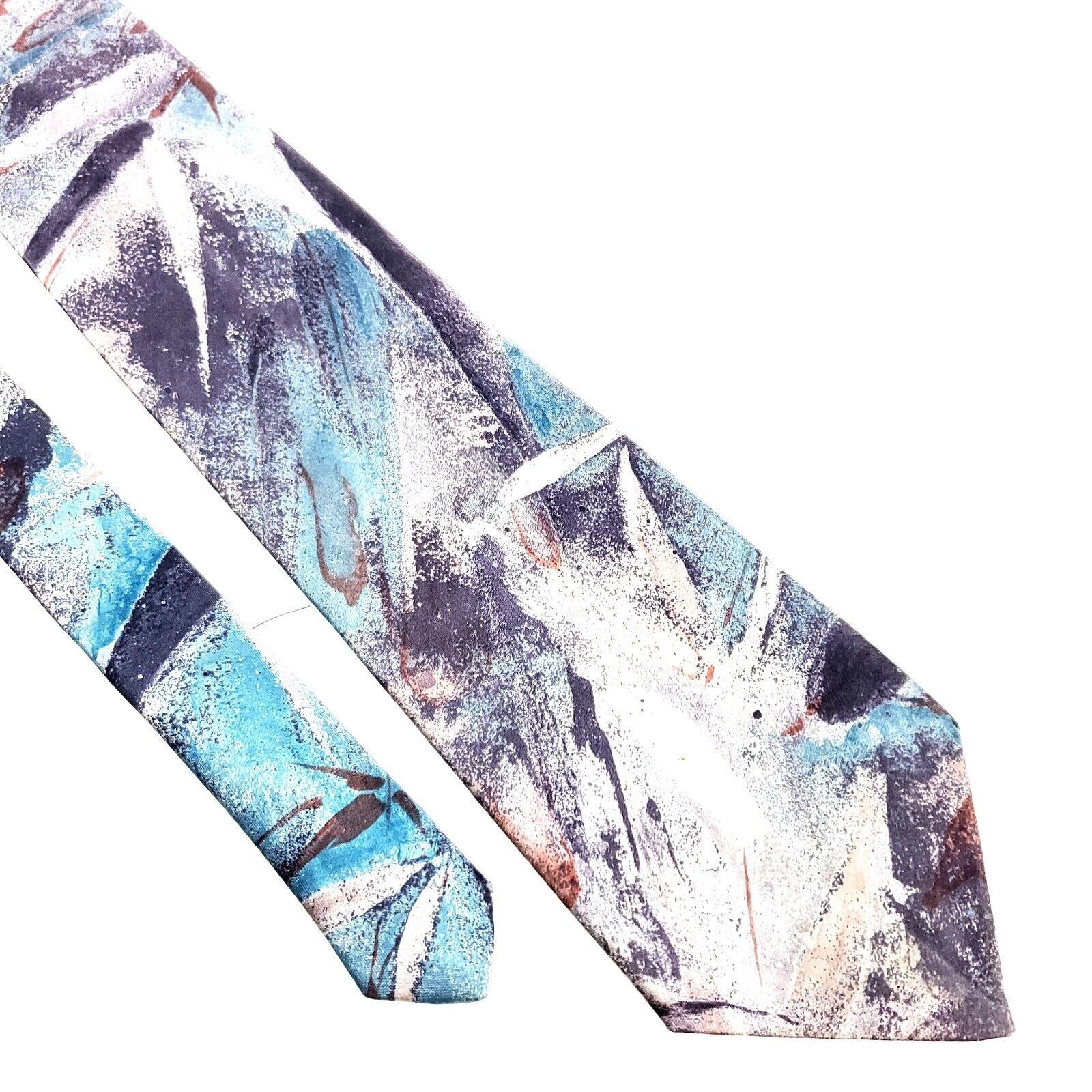 Pierre Cardin Pierre Cardin Polyester Tie Blue Brown Abstract Print Wide Size ONE SIZE - 1 Thumbnail