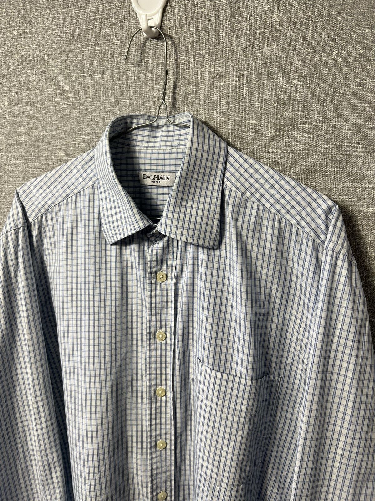 Balmain Vintage Balmain Paris Checkered Button Up Long Sleeve Shirt Size US L / EU 52-54 / 3 - 3 Thumbnail