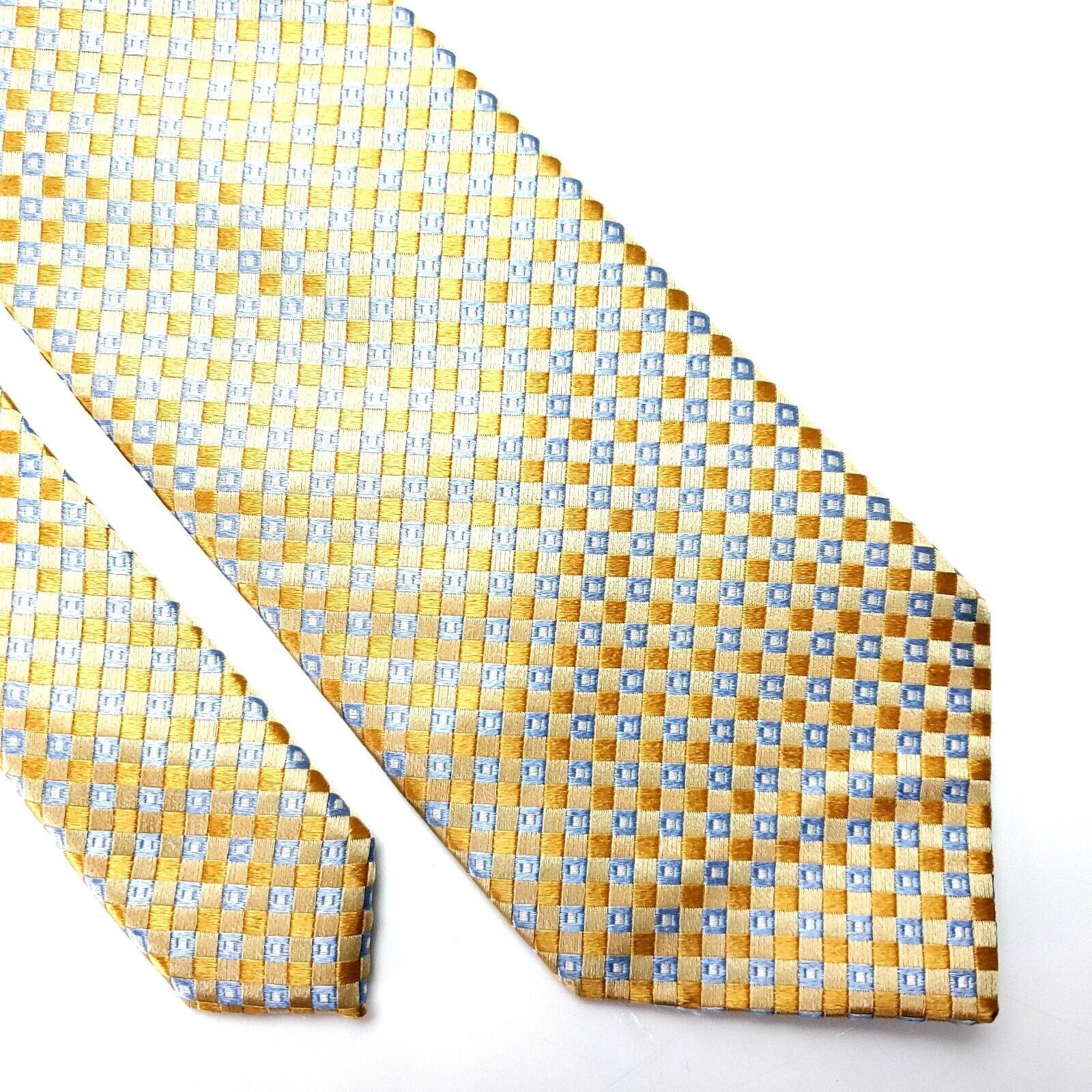 Michael Kors Michael Kors Silk Tie Yellow Woven Blue Check Size ONE SIZE - 1 Thumbnail