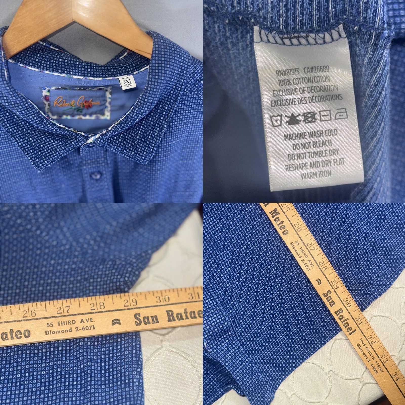 Robert Graham Robert Graham Shirt Mens 3XL Blue Classic Long Sleeve Button Front Flip Cuff Size US XXL / EU 58 / 5 - 8 Thumbnail