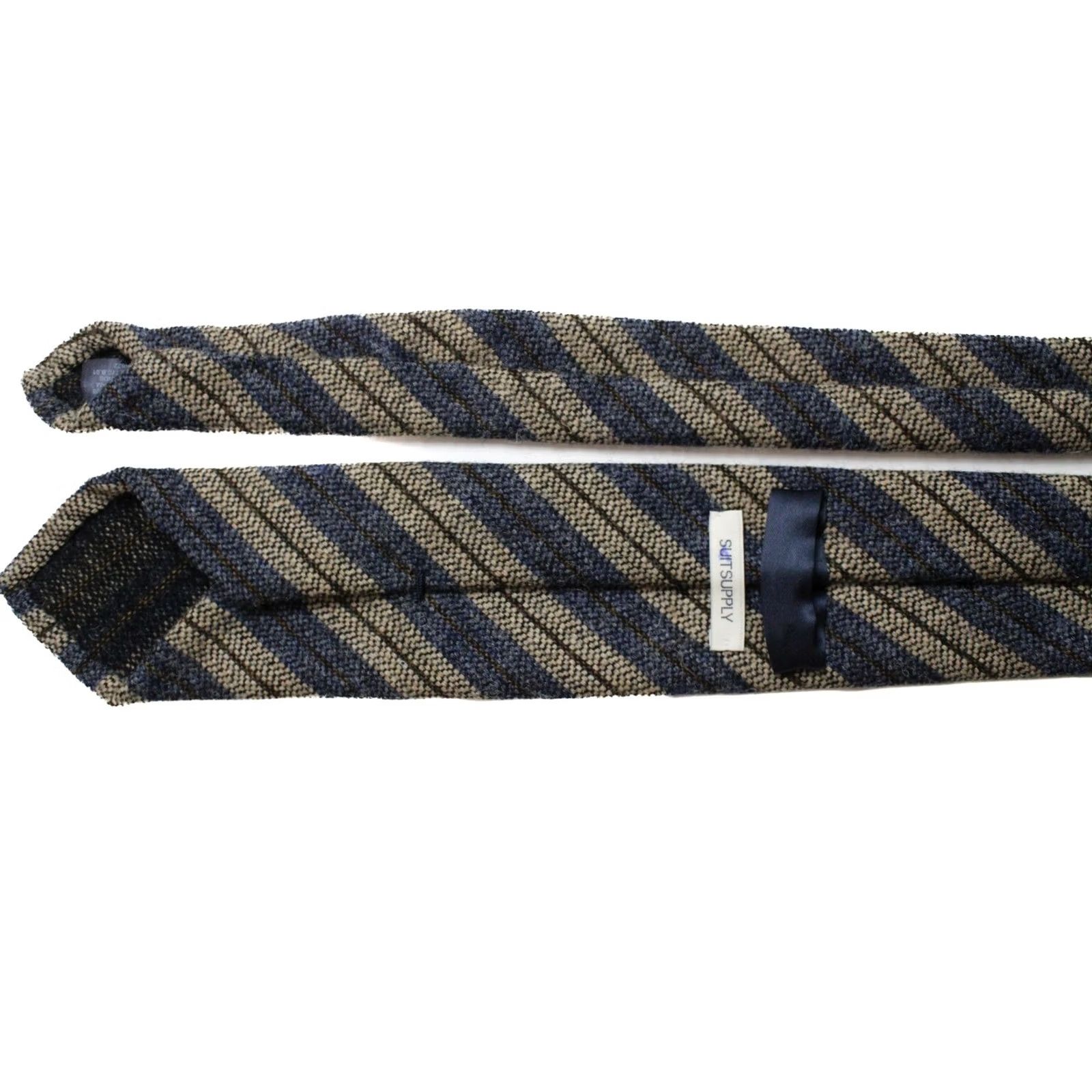 Suitsupply Suitsupply Tie Men’s 152 X 7 CM Wool Pointed Striped Formal Classic Tie Blue Mens Size ONE SIZE - 4 Thumbnail