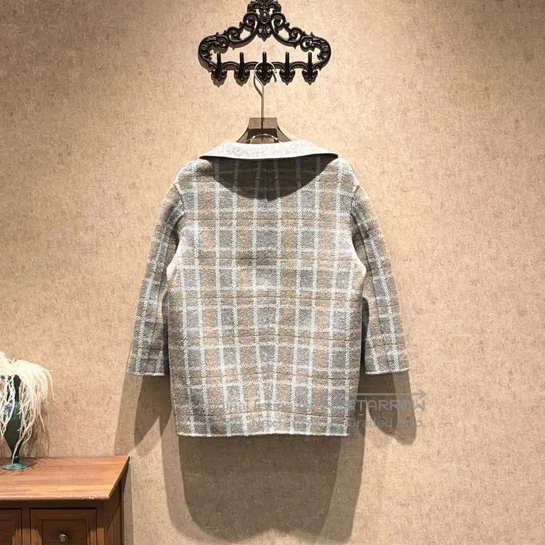 Loro Piana Loro Piana Gray Checkered Dual-Sided Cashmere Overcoat Size XS / US 0-2 / IT 36-38 - 4 Thumbnail