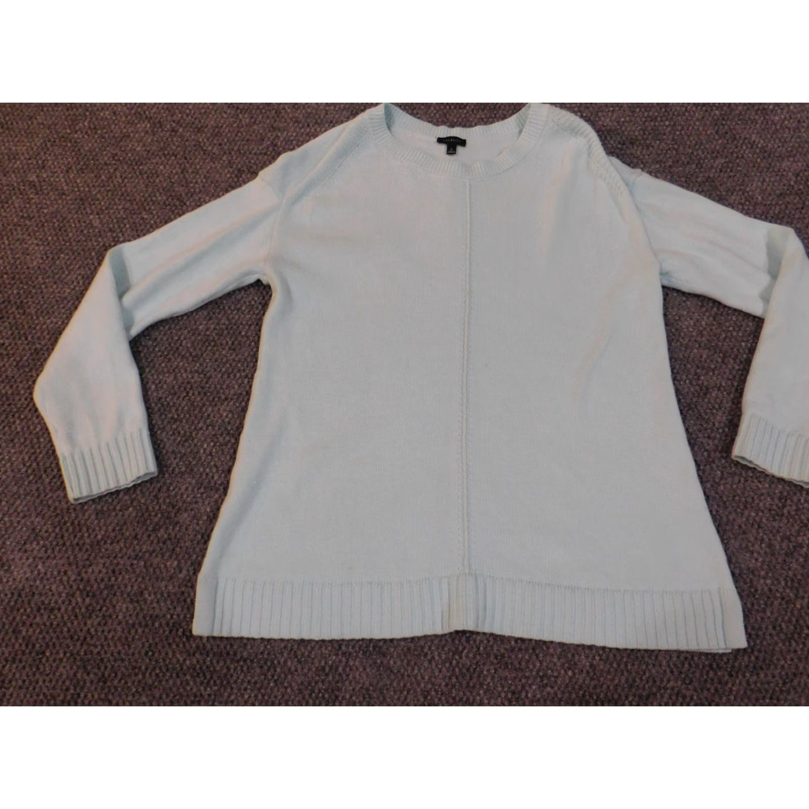 Talbots Talbots Sweater Womens Small Blue Pullover Cotton Knit Stretch Casual Crew Neck Button Knit Solid Modern Regular Mens? Wait. Size S / US 4 / IT 40 - 3 Thumbnail