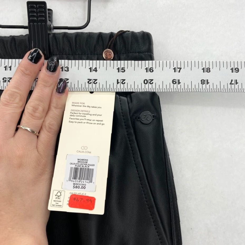 Vintage Calia Faux Leather Jogger Pants Women's Medium Black High Rise Stretch NWT Size 32" / US 10 / IT 46 - 6 Thumbnail