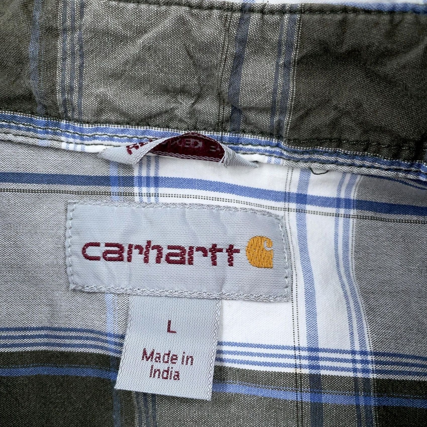 Carhartt Carhartt Shirt Men L Plaid Short Sleeve Button-Up Casual Workwear Multicolor Blue Gray 100% Cotton Pocket Size US L / EU 52-54 / 3 - 4 Thumbnail