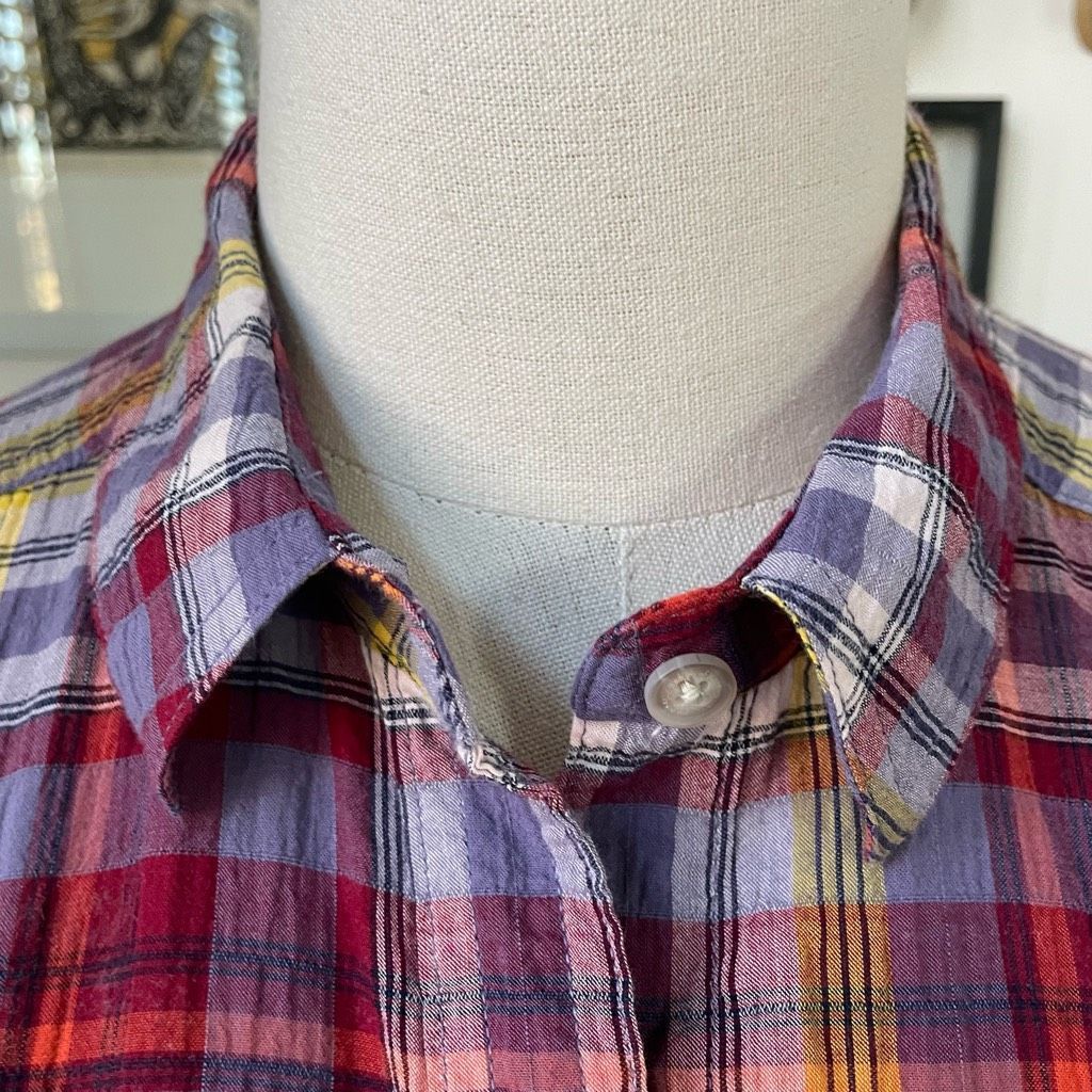 Eddie Bauer Eddie Bauer Classic Fit Plaid Button Up Shirt Red Purple Yel Size M / US 6-8 / IT 42-44 - 4 Thumbnail