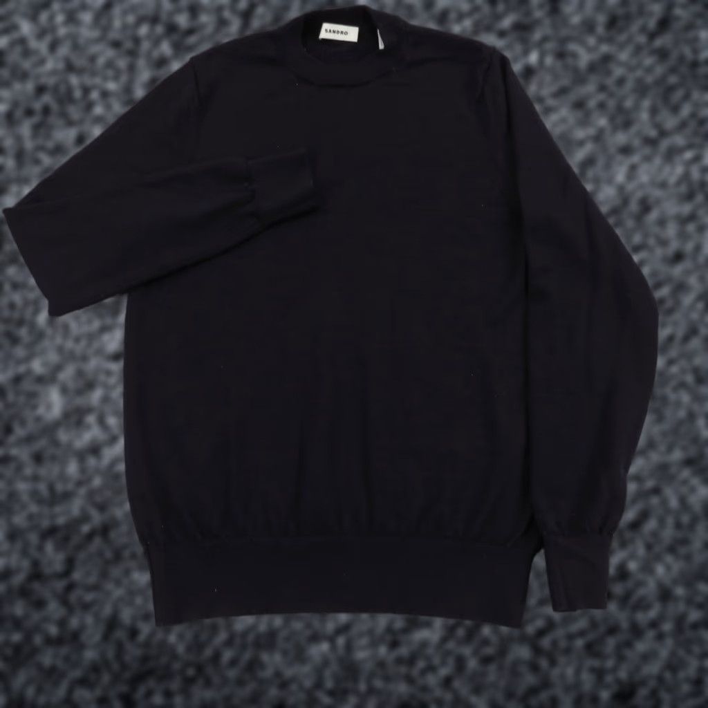 Sandro Sandro Paris Sweater Womens Small Dark Navy Wool Pullover Long Sleeve Jumper Size S / US 4 / IT 40 - 1 Thumbnail