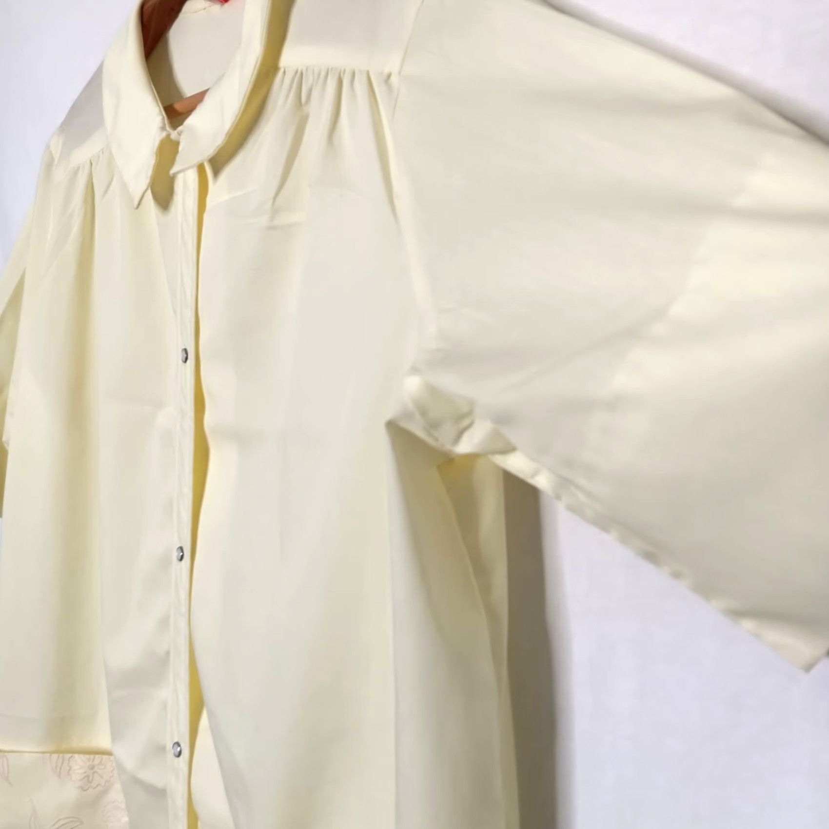 CO VINTAGE Carole Joanne Shirt Nightgown Grannycore Yellow Cotton L/XL Nightgown Snap Front Short Sleeves Adults Womens Size ONE SIZE - 2 Thumbnail