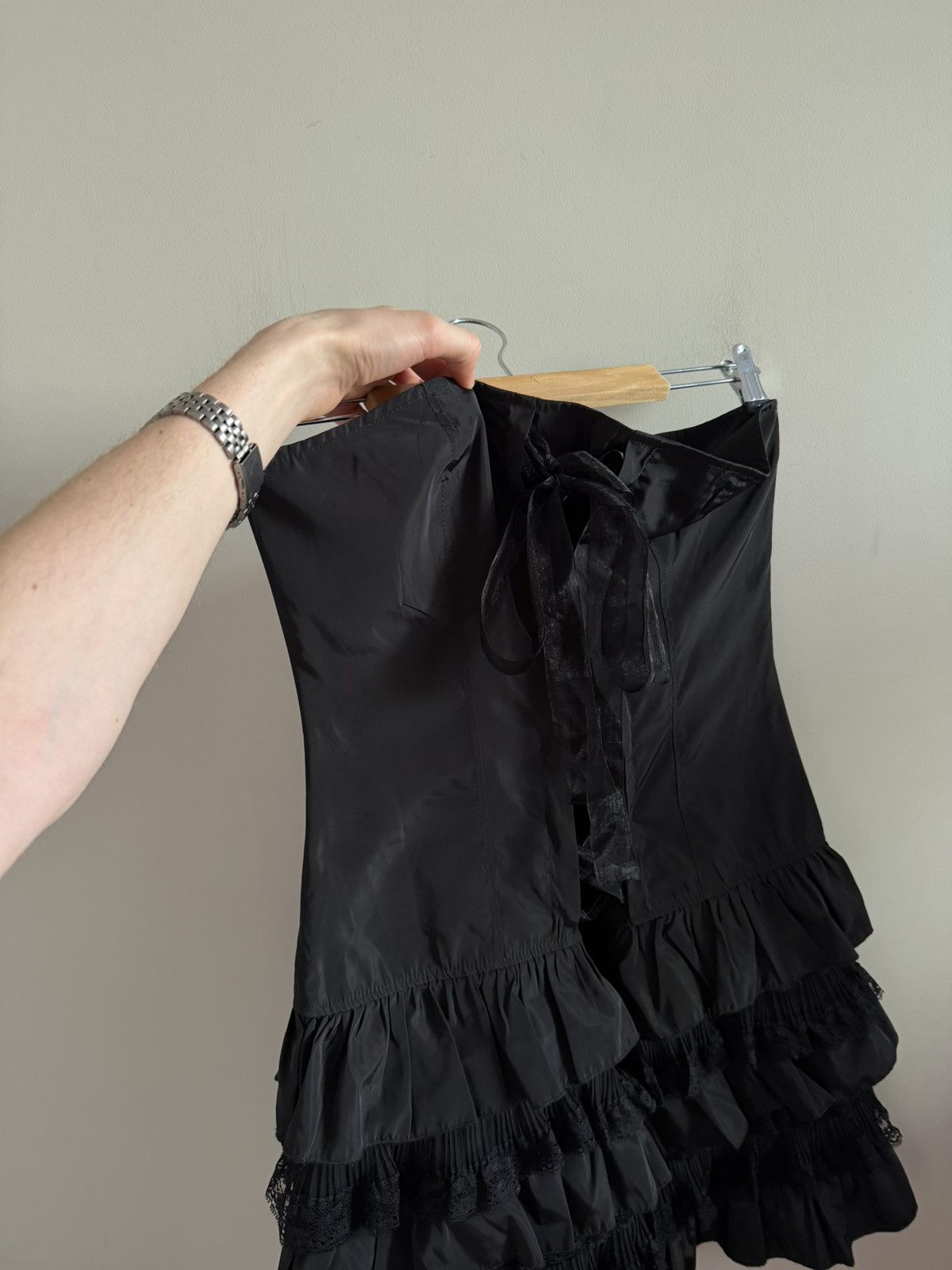 Vintage Black Corset Mini Dress Size L / US 10 / IT 46 - 4 Thumbnail