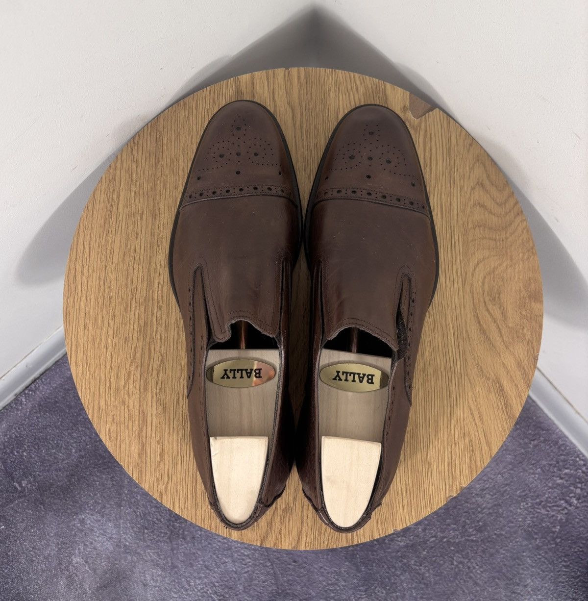Baldinini Baldinini Men’s Brown Leather Cap Toe Slip On Dress Shoes Size US 12 / EU 45 - 14 Thumbnail