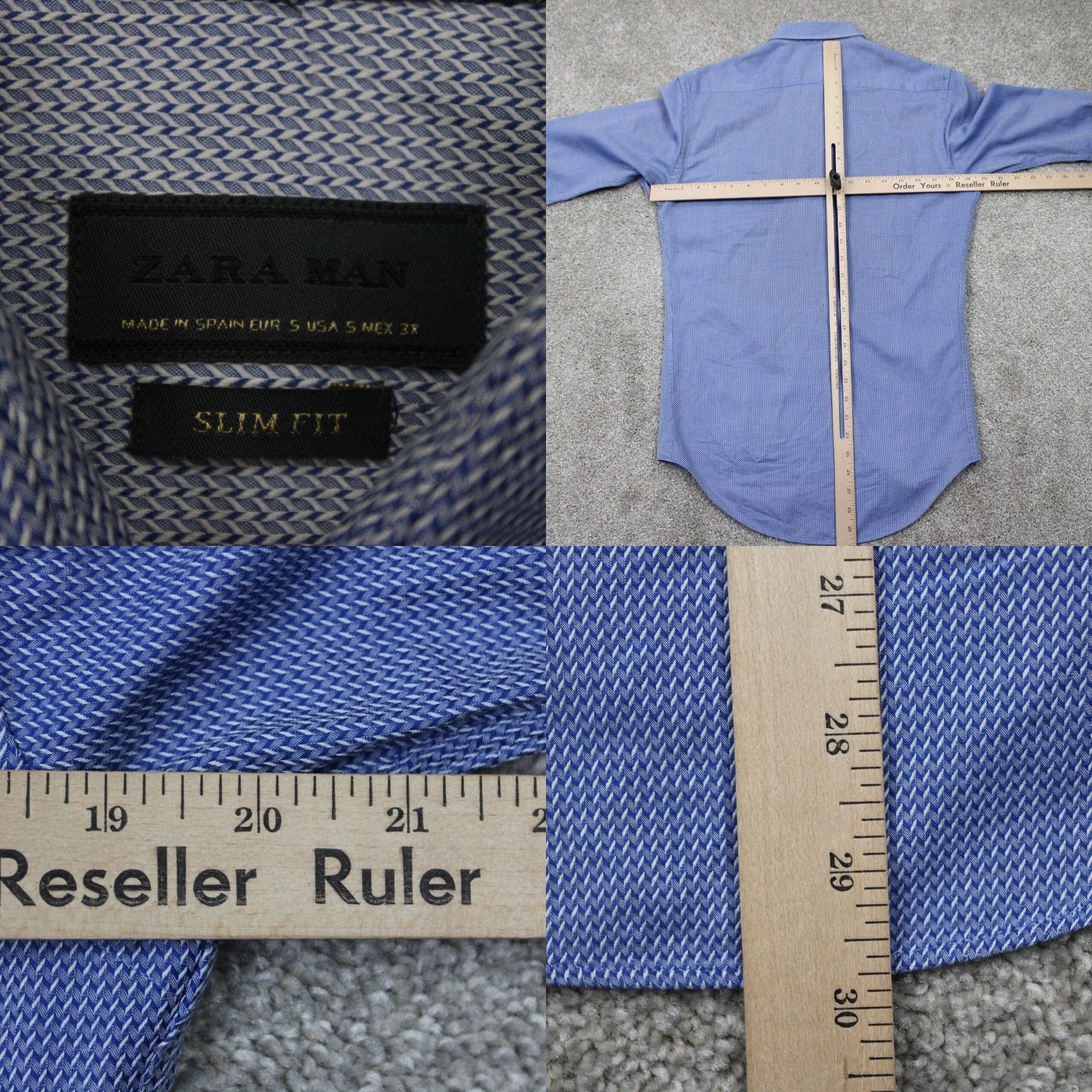 Zara Zara Man Button-Up Shirt Men Small Blue Geometric Slim Fit Long Sleeve Casual Button-Down Closet Gift Size US S / EU 44-46 / 1 - 8 Thumbnail
