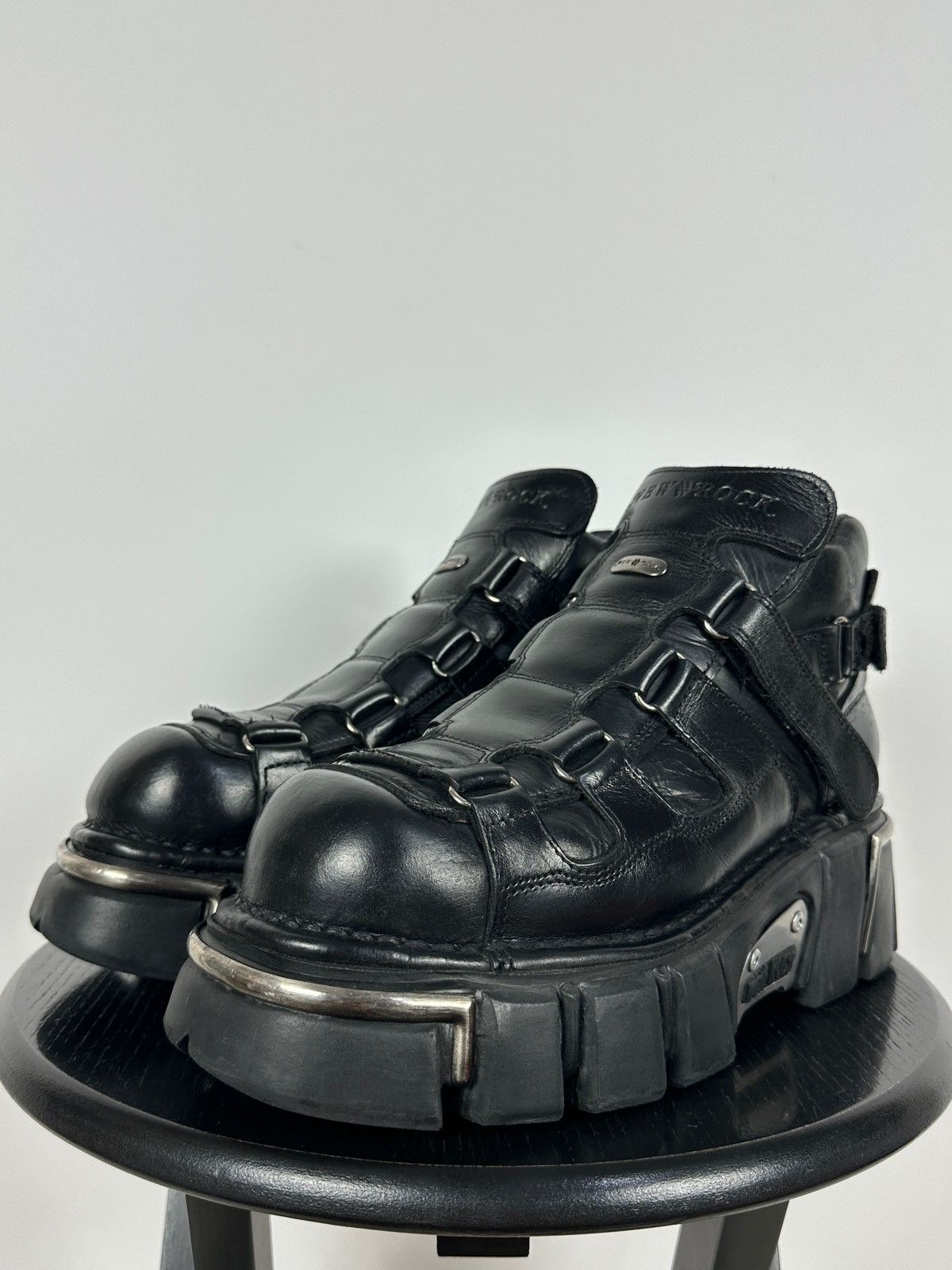New Rock Vintage New Rock M.283 Terminator E-14 Black Leather Boots Size US 9 / EU 42 - 12 Thumbnail