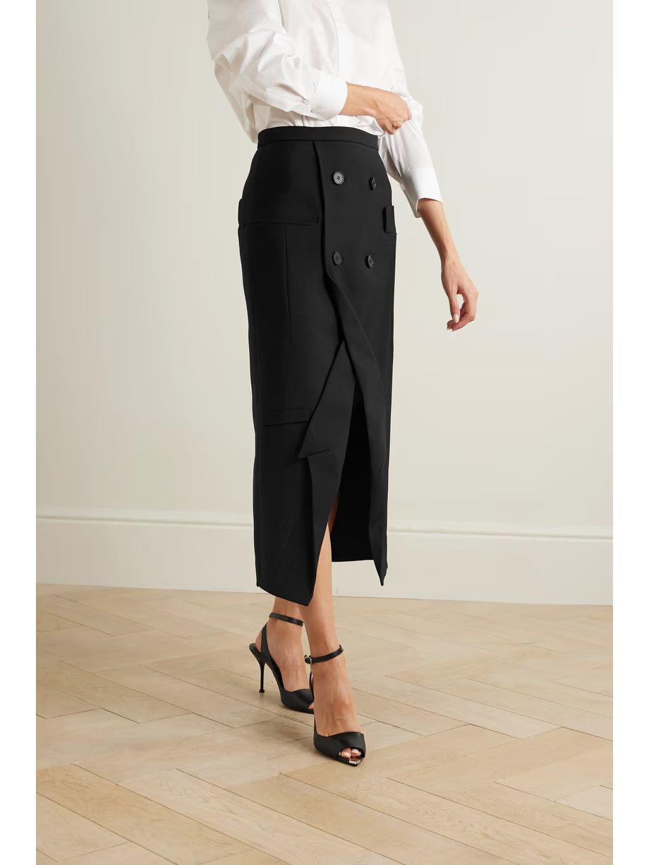 Alexander McQueen o1y0325 Midi Skirt in Black Size 26" / US 2 / IT 38 - 3 Thumbnail