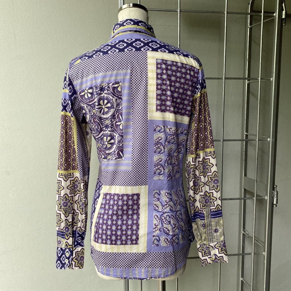 Etro Etro Purple Patchwork Print Long Sleeve Shirt Size XS / US 0-2 / IT 36-38 - 6 Thumbnail