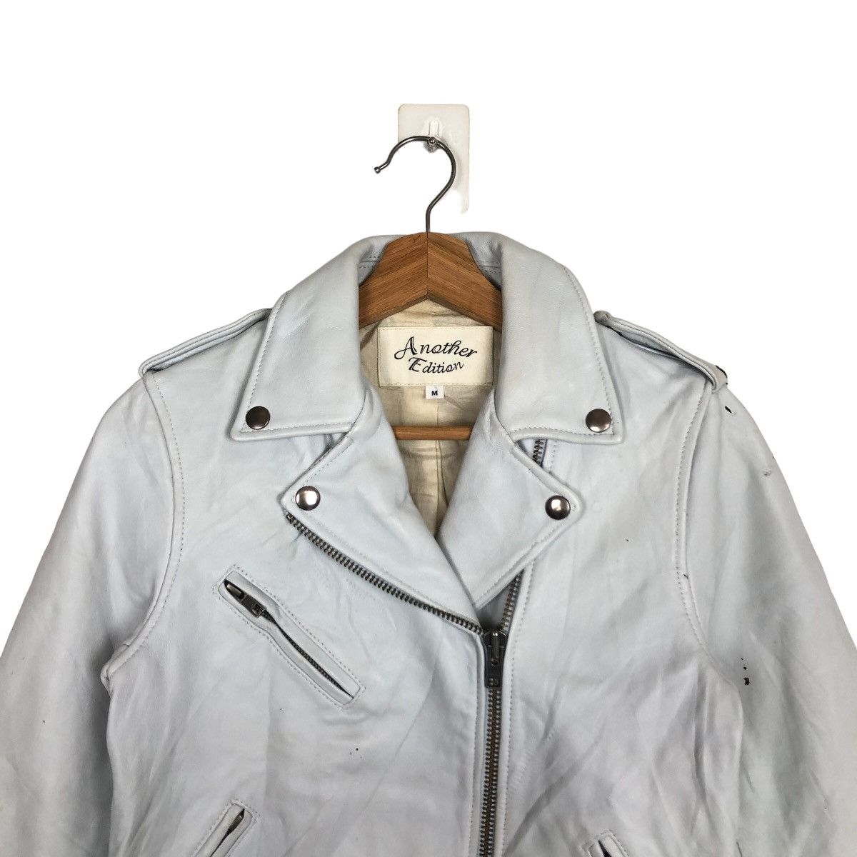 Japanese Brand VINTGE DOUBLE BREAST COLLAR LEATHER BIKER JACKET ANOTHERCLIP Size US M / EU 48-50 / 2 - 2 Thumbnail