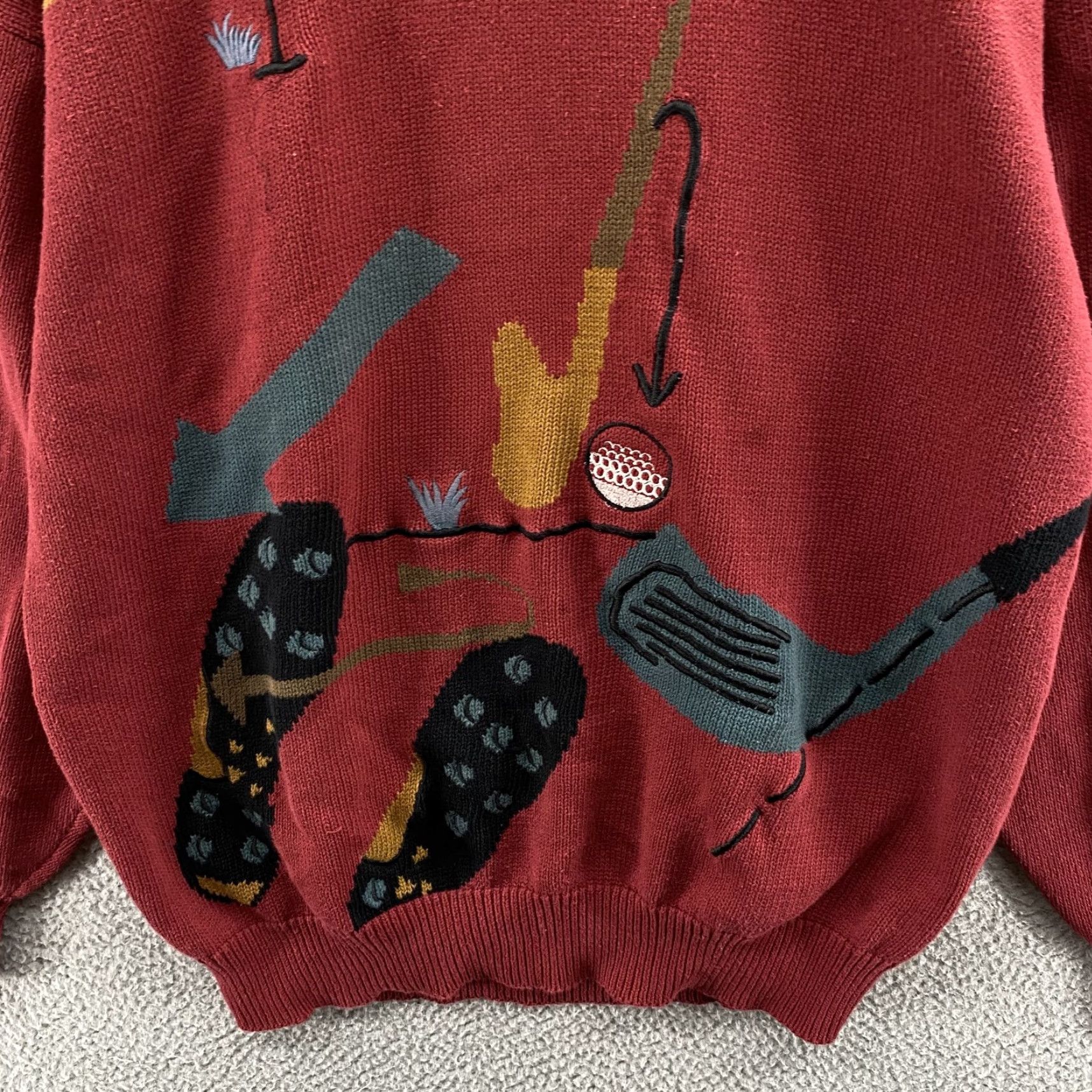 Izod VINTAGE Izod Sweater Large Red Pullover Crew Knit 90 Graphic Size US L / EU 52-54 / 3 - 2 Thumbnail