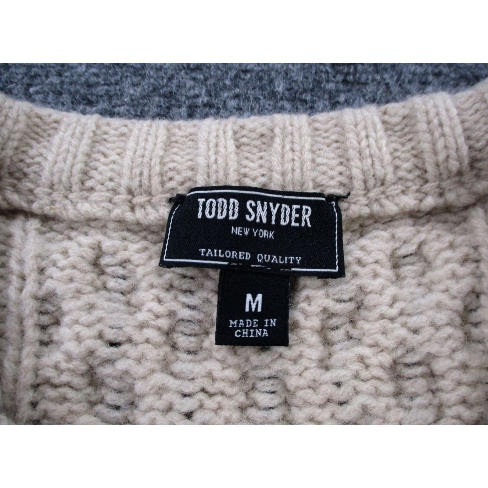 Todd Snyder Todd Snyder Sweater Mens M Beige Gray Lambs Wool Cable Knit Pullover Size US M / EU 48-50 / 2 - 6 Thumbnail