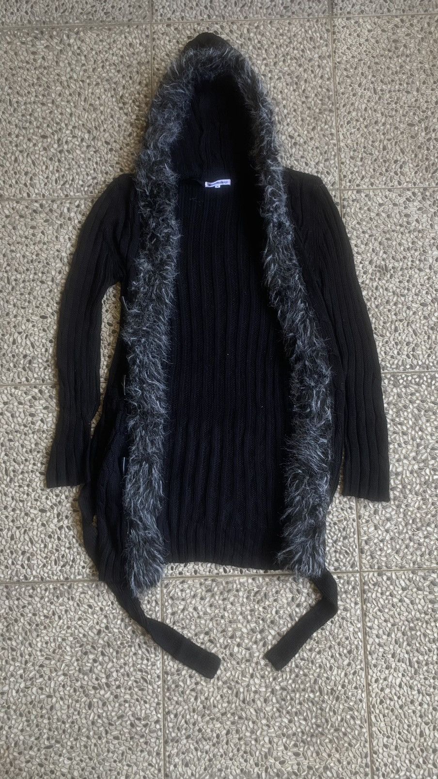 If Six Was Nine Gothic Semantic Design Faux Fur Trim Knit Hooded Cardigan Size US M / EU 48-50 / 2 - 3 Thumbnail