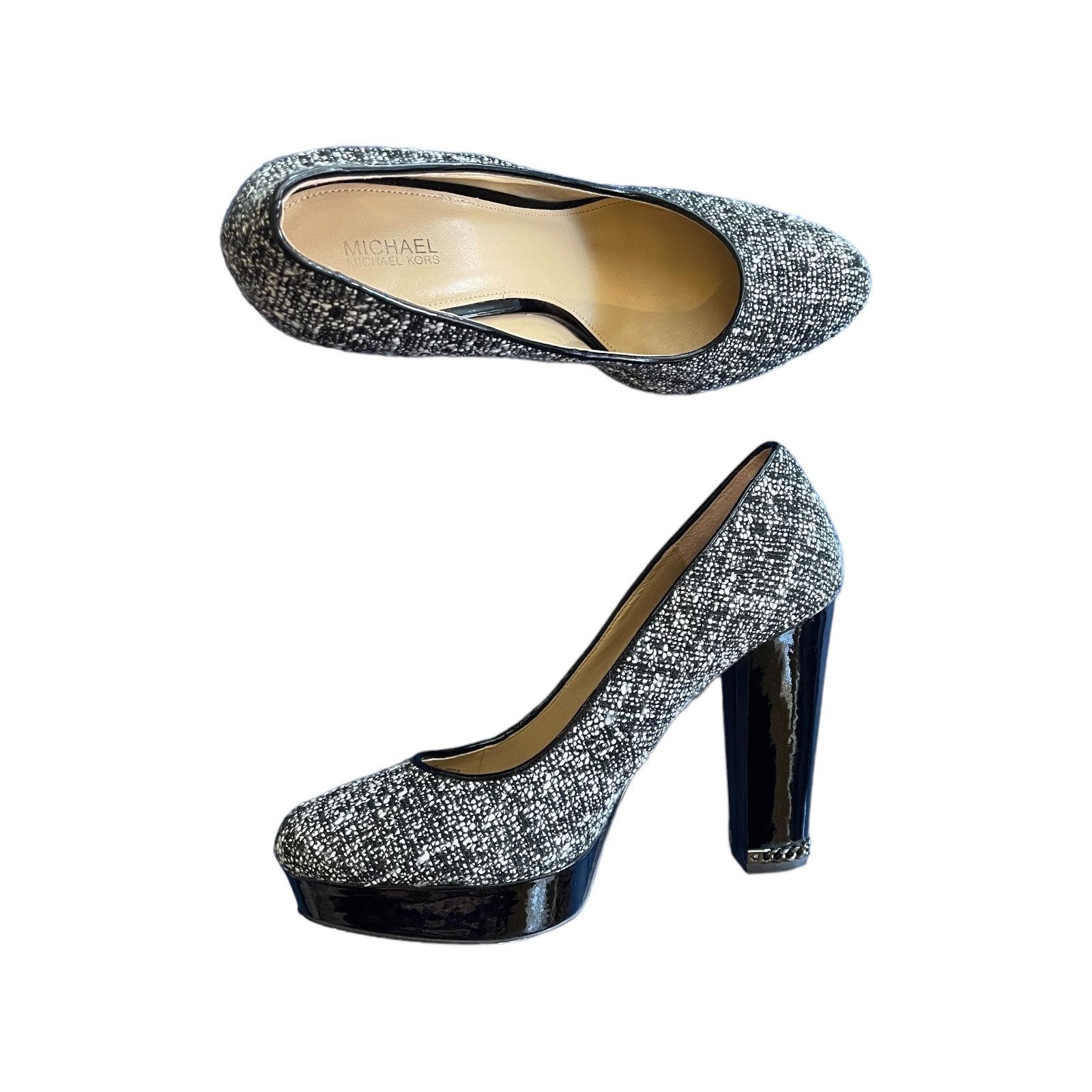 Michael Kors Michael Kors Sabrina Tweed Pumps Chain Heel SZ 9 Retail $150 Size US 9 / IT 39 - 1 Thumbnail