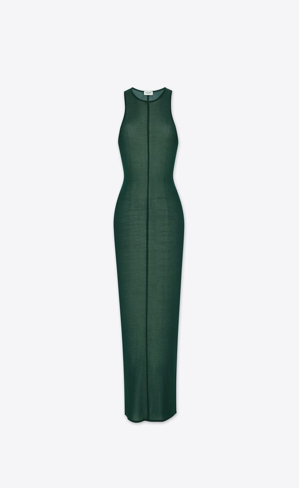 Saint Laurent Paris o1s1wg111124 Tank Top Dress in Knit in Green Size M / US 6-8 / IT 42-44 - 1 Thumbnail