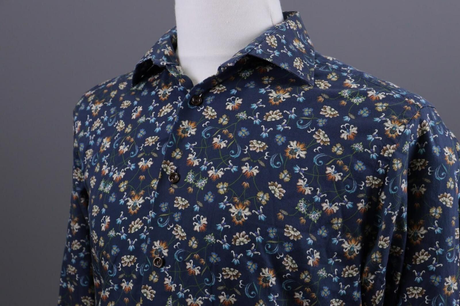 Eton Eton Slim Blue Floral Button Down Shirt Size 42 / 16 Size US M / EU 48-50 / 2 - 10 Thumbnail