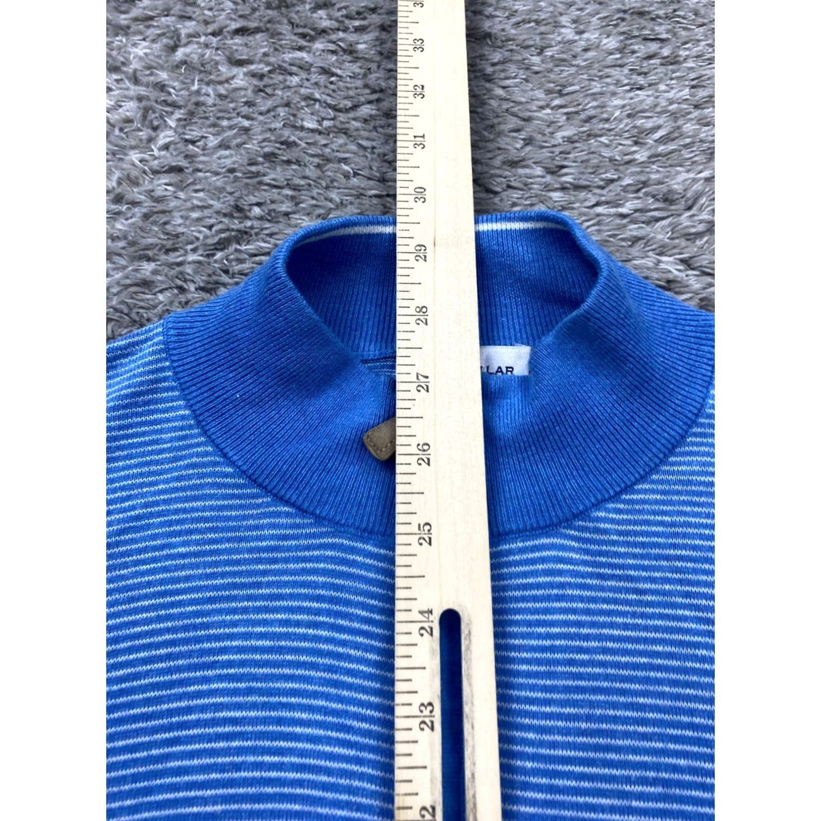 Peter Millar Peter Millar Sweater Mens Medium Blue Striped Silk Blend 1/4 Zip Pullover Size US M / EU 48-50 / 2 - 7 Thumbnail