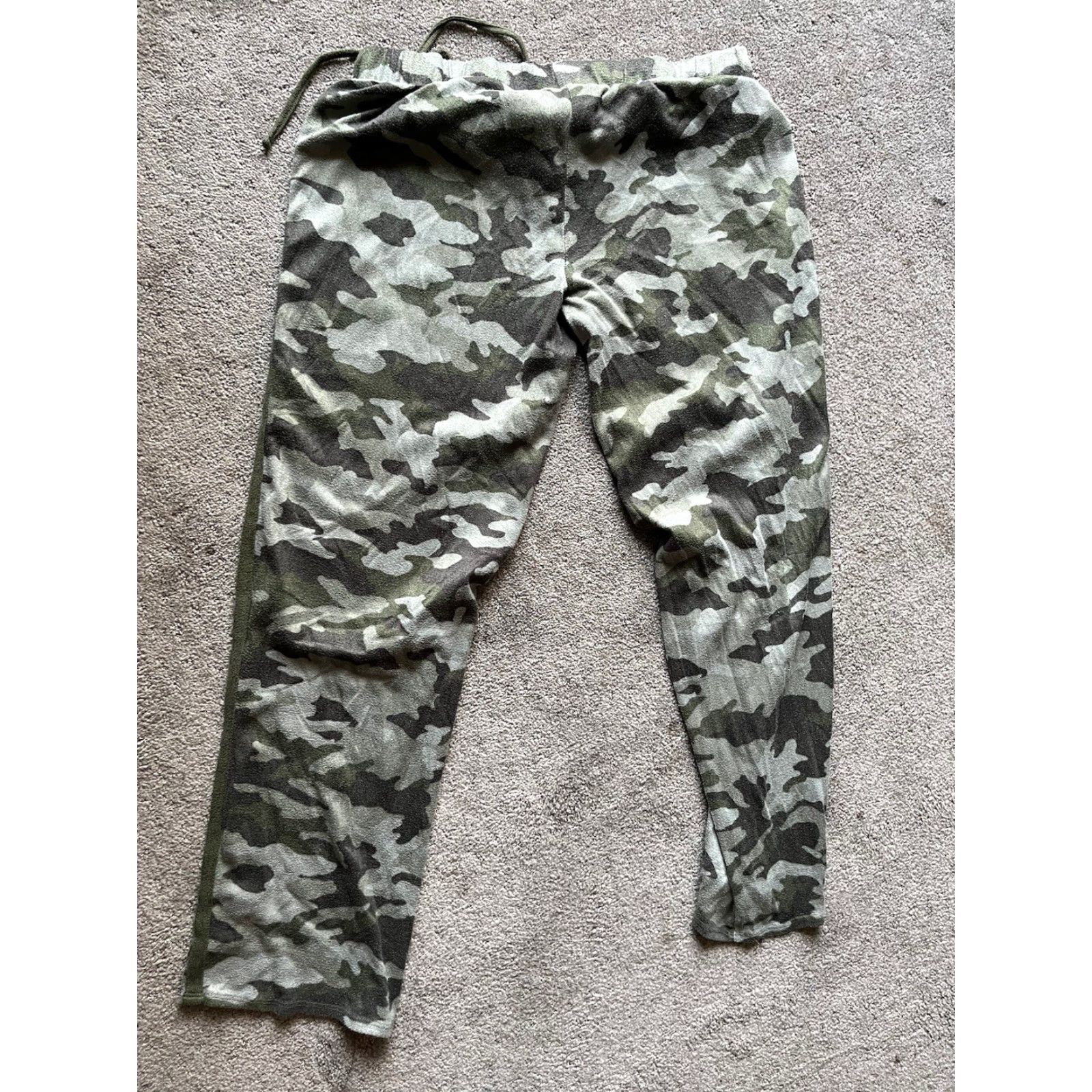 Lucky Brand Lucky Brand Women Pajama Pants 28" Inseam Small Olive Green Camouflage Sleepwear Drawstring Regular Colorful Polyester Spandex Knit Size 28" / US 6 / IT 42 - 3 Thumbnail