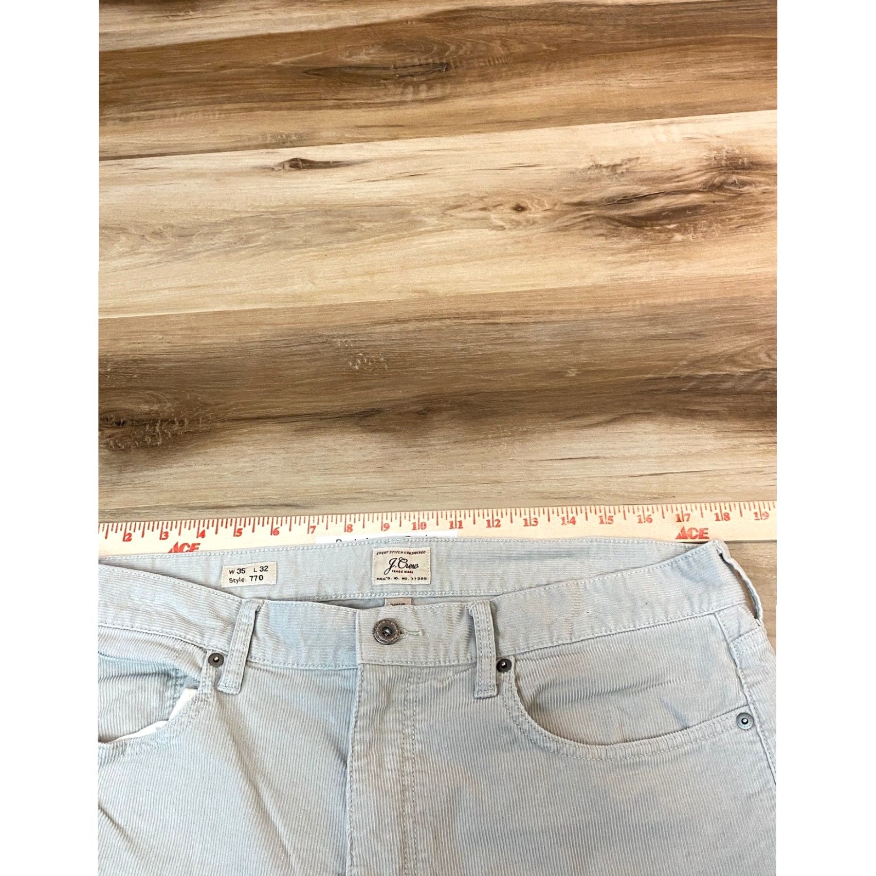 J.Crew J. Crew Mens Corduroy Pants Light Blue Straight Leg 35x32 Chino Casual 5-Pocket Size US 35 - 3 Thumbnail