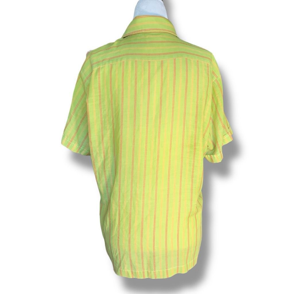 Vintage Vintage Brigade Striped Button Up Shirt Neon Green Orange Ye Size M / US 6-8 / IT 42-44 - 4 Thumbnail