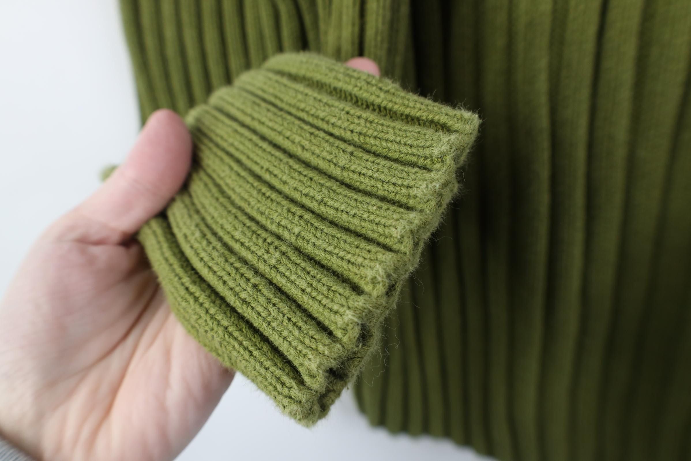 Express Vintage Y2K Express Chunky Ribbed Knit Sweater Green Cotton Size M / US 6-8 / IT 42-44 - 6 Thumbnail