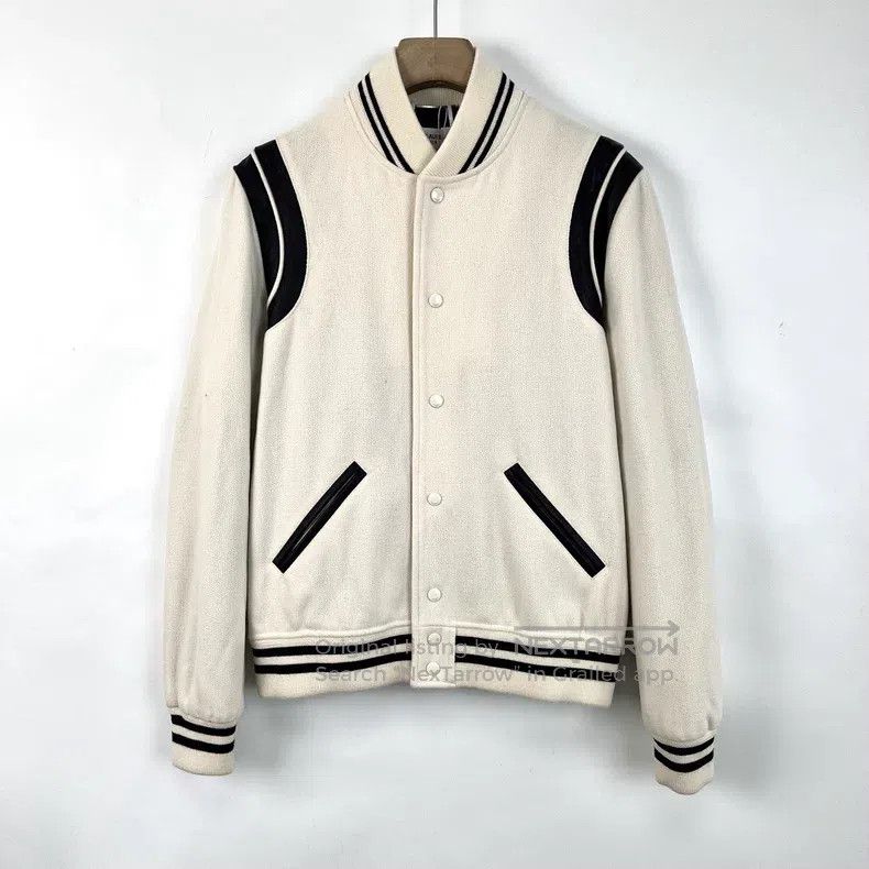 Saint Laurent Paris Saint Laurent Paris Ivory White Stripe Single Breasted Cas Size US M / EU 48-50 / 2 - 1 Thumbnail