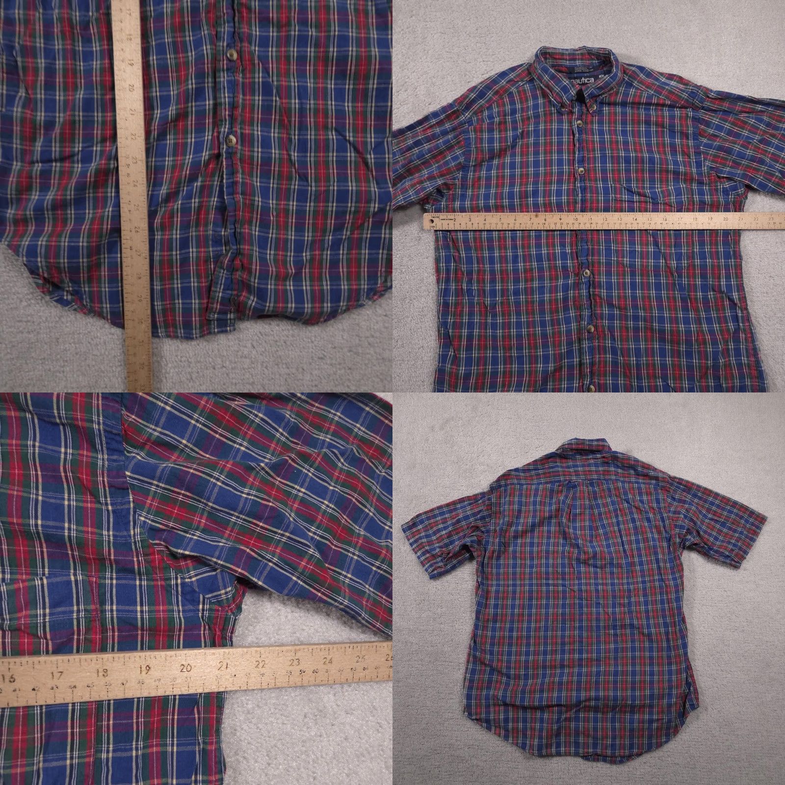 Nautica Nautica Shirt Mens Medium Blue Red Green Plaid Short Sleeve Button Down Pocket Embroidered Sail Logo Casual Button-Up Collared Size US M / EU 48-50 / 2 - 8 Thumbnail