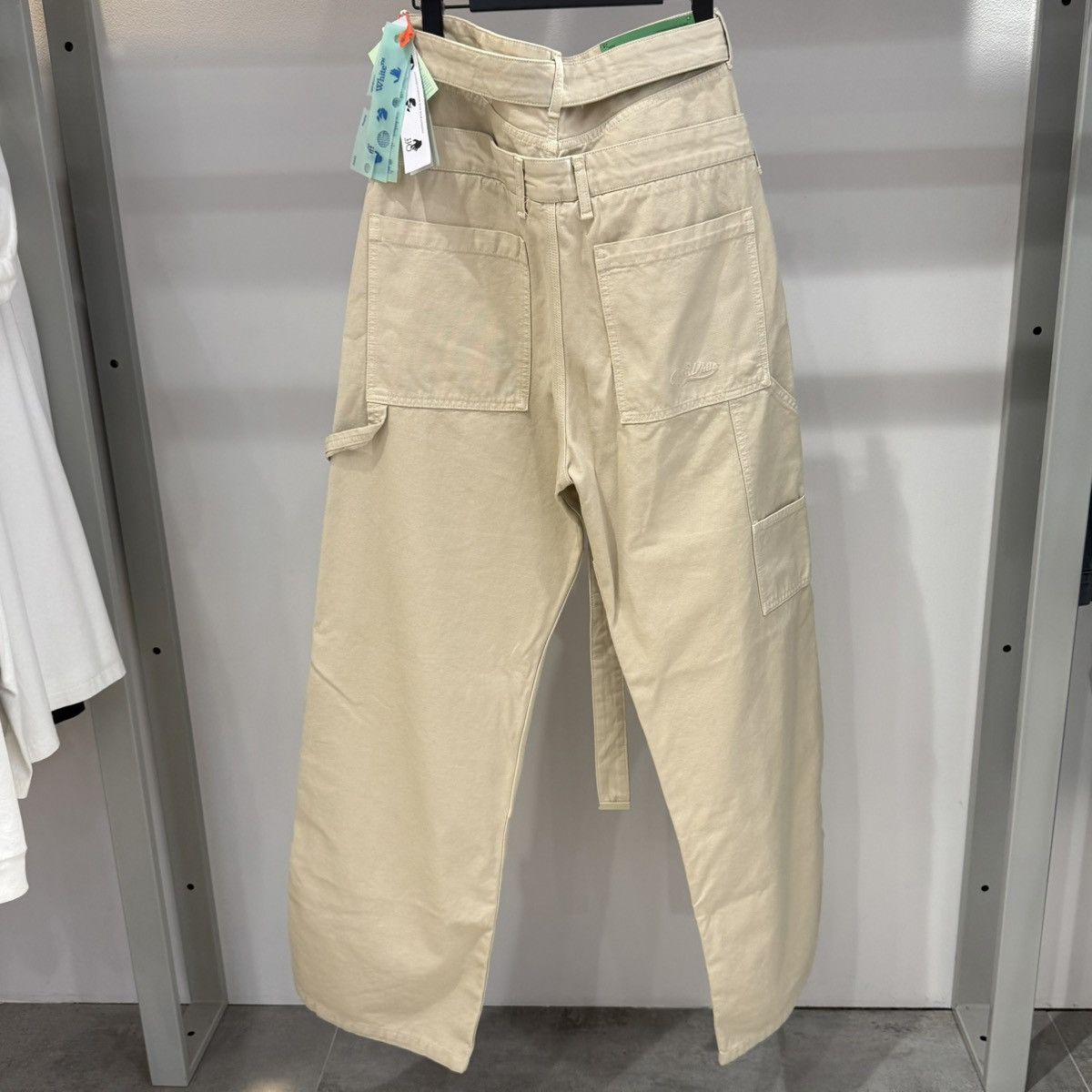 Off-White Off-White Wave Off Canvas Double Oversized Broek Beige Size US 32 / EU 48 - 2 Thumbnail