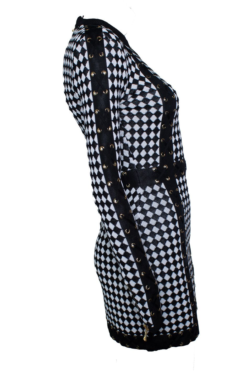 Balmain Balmain, checked knit dress in black and white Size XS / US 0-2 / IT 36-38 - 2 Thumbnail