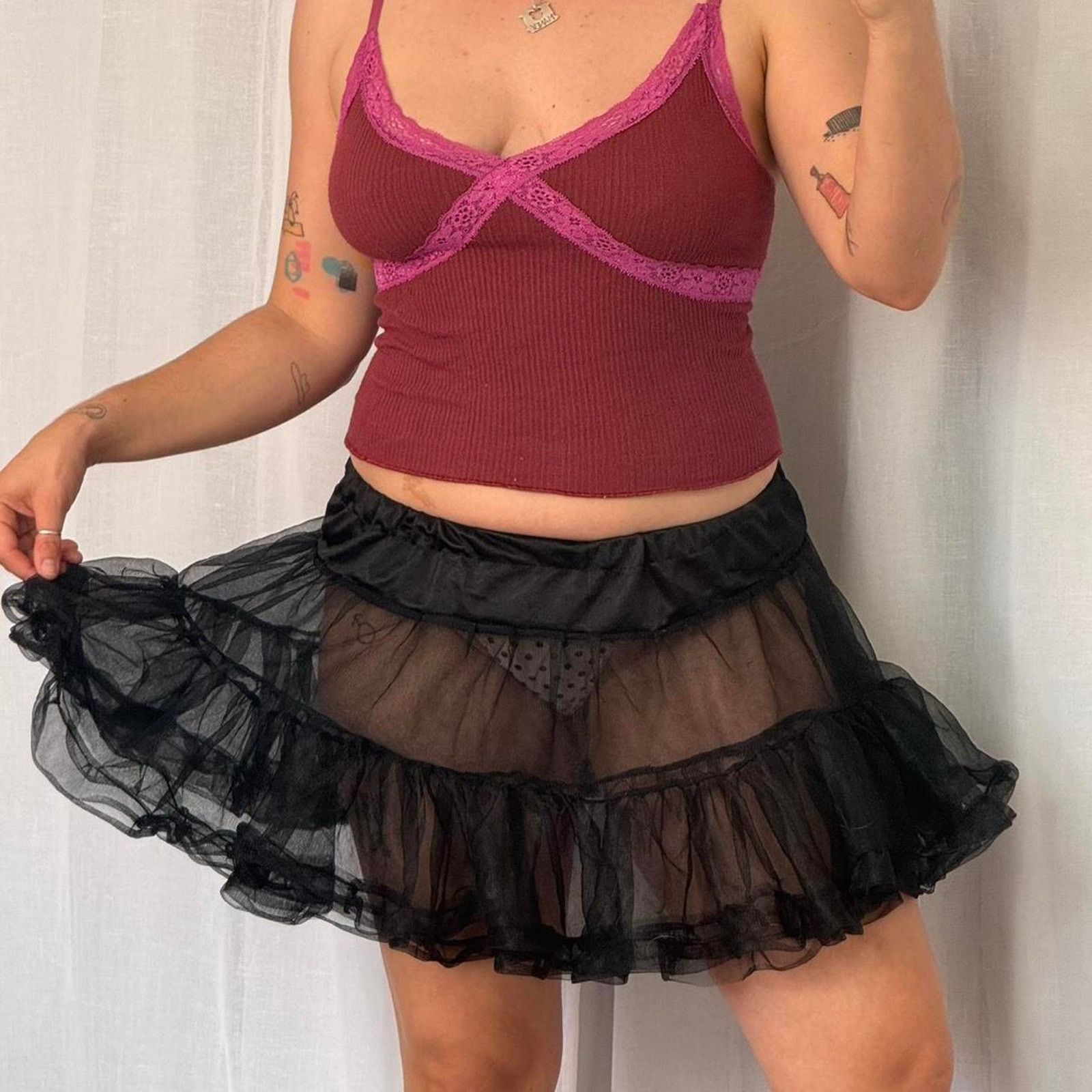 Other ✿ sheer black ruffle mini skirt ✿ Size 29" - 1 Thumbnail