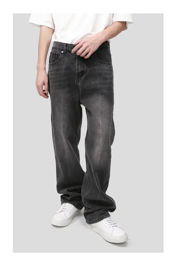 Japanese Brand Mina Loose elastic waist straight leg simple washed jeans Size US 32 / EU 48 - 2 Thumbnail