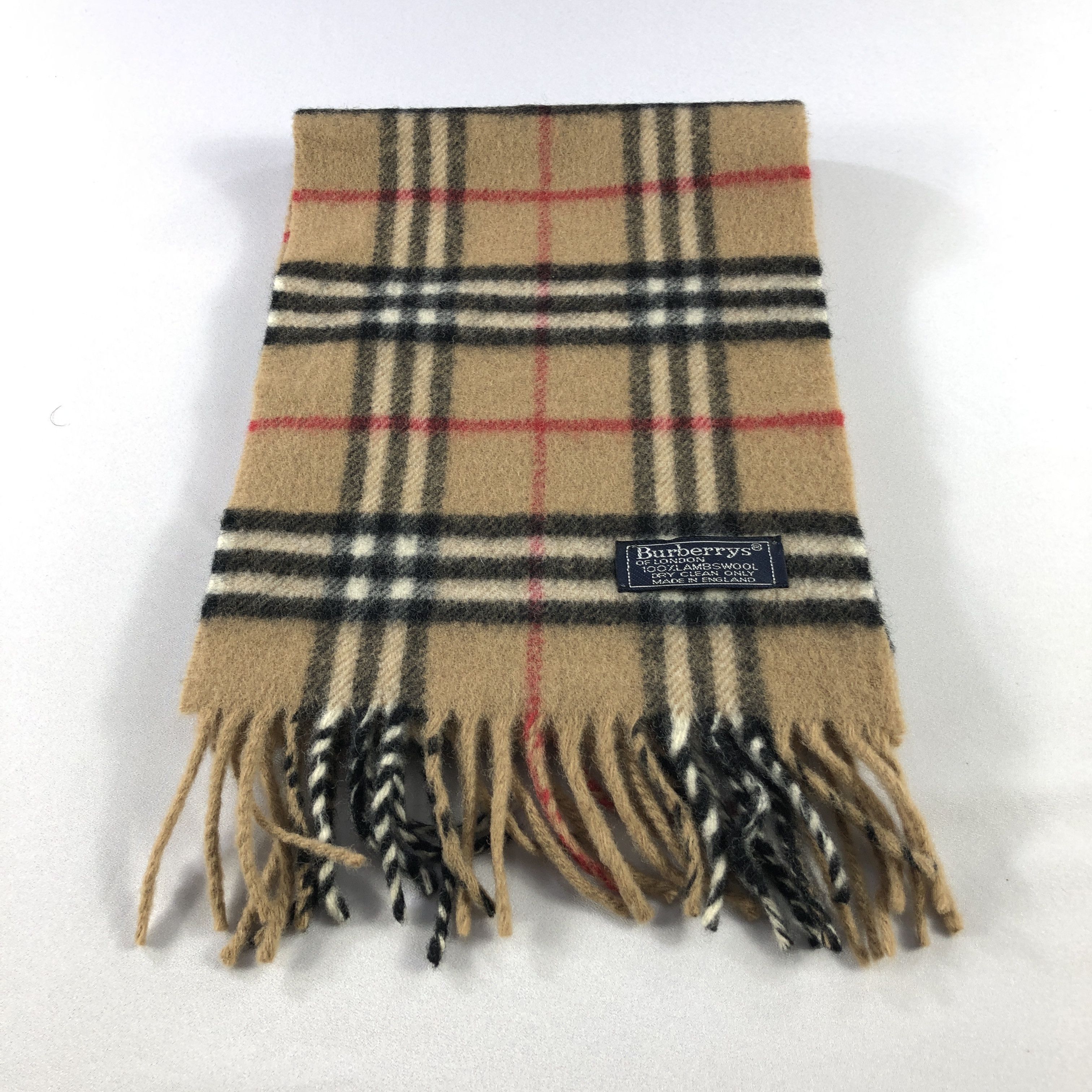 Burberry Burberrys Nova Check Tan Wool Scarf Muffler V2834 Size ONE SIZE - 3 Thumbnail