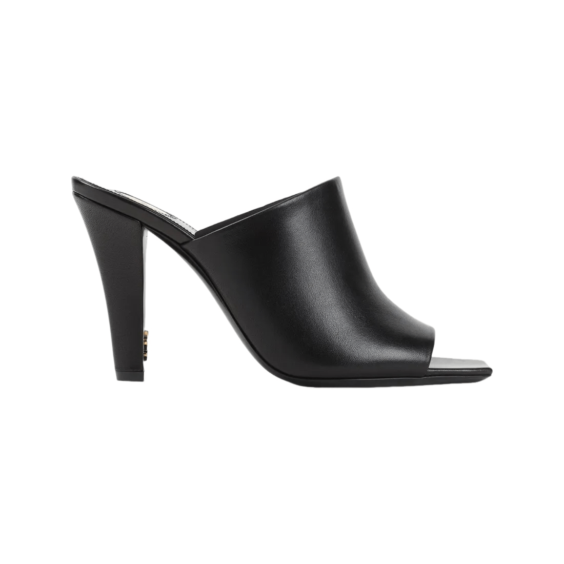 Saint Laurent Jill Black Smooth Lthr 95mm Mules NWT