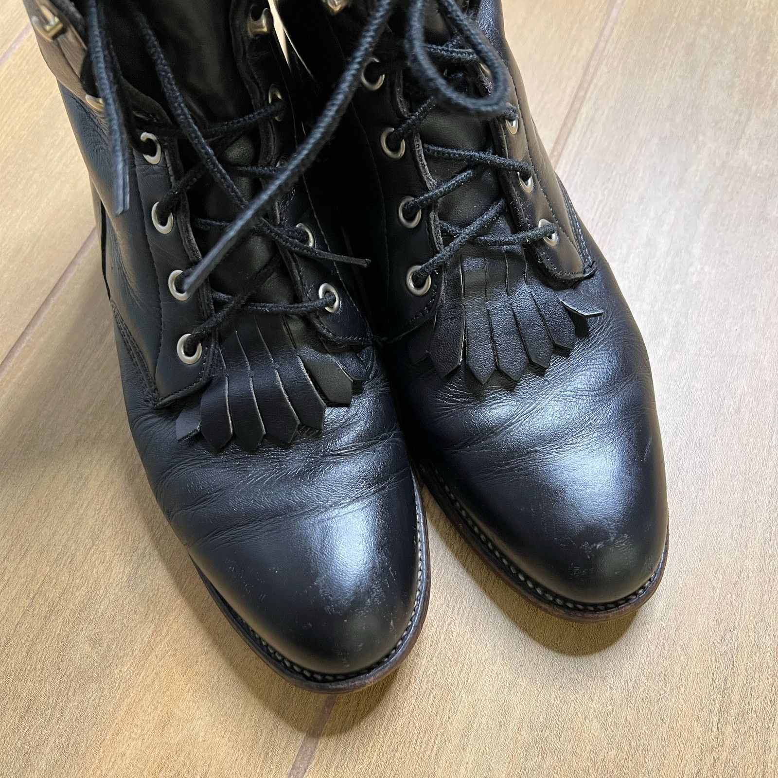 Justin Boots Justin Women’s Kiltie Packer Boots Black Leather 7 B USA Size US 7 / IT 37 - 12 Thumbnail