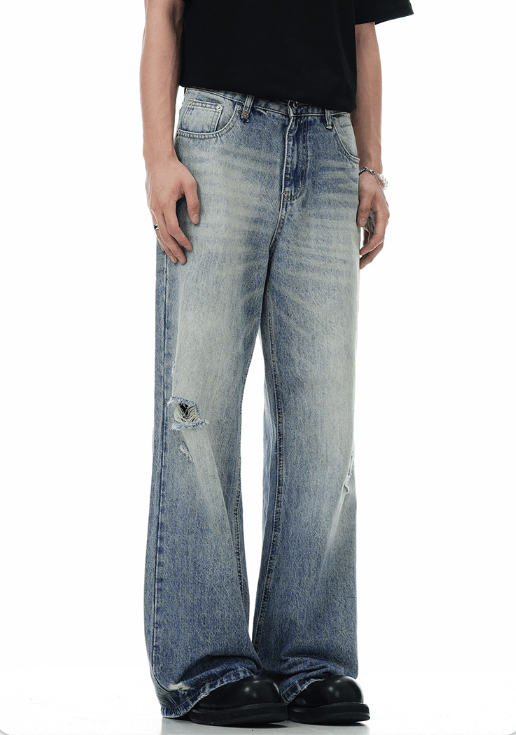 Japanese Brand × Jean Retro men's cleanfit loose straight worn flared jeans Size US 32 / EU 48 - 3 Thumbnail