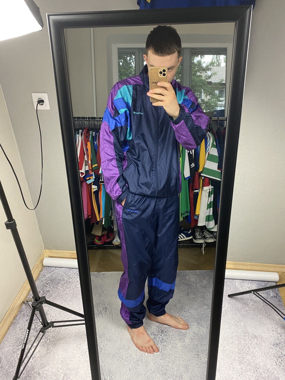 Adidas × Vintage Vintage Adidas Multicolour Nylon Tracksuit Set Jacket Pants Size US M / EU 48-50 / 2 - 22 Thumbnail