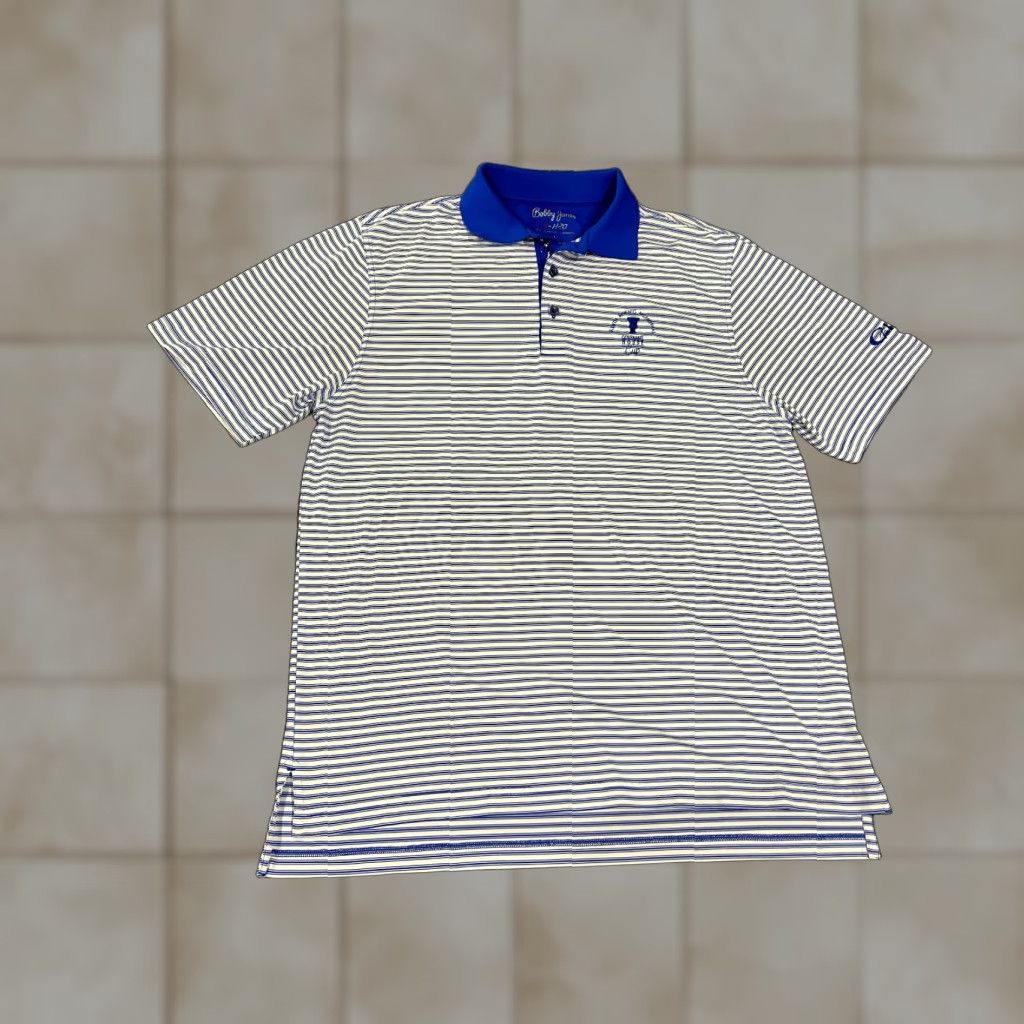 Vintage Bobby Jones Polo Shirt Mens L Blue Striped Performance Stretch Casual Golf Shirt Mens Size L Blue Striped Polo Size US L / EU 52-54 / 3 - 1 Thumbnail