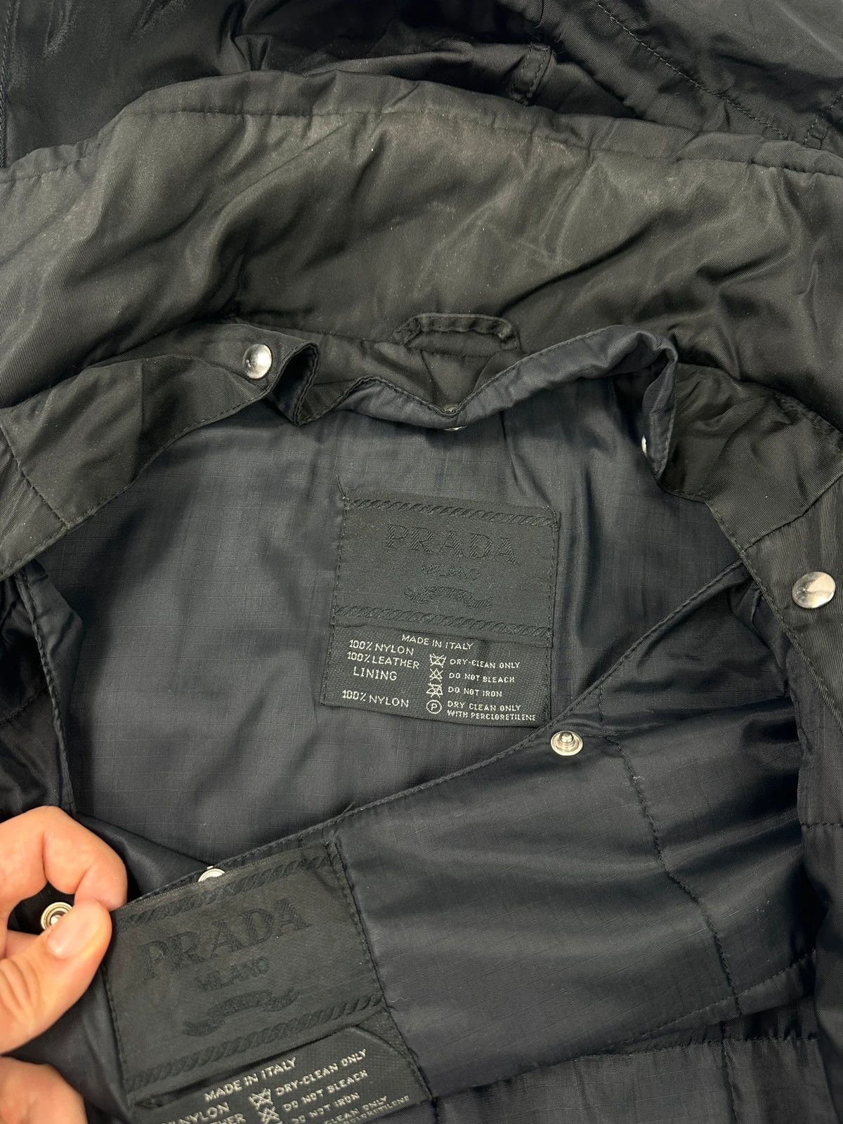 Prada Prada Milano FW97 Black Nylon & Leather Parka Long Coat Size US L / EU 52-54 / 3 - 14 Thumbnail