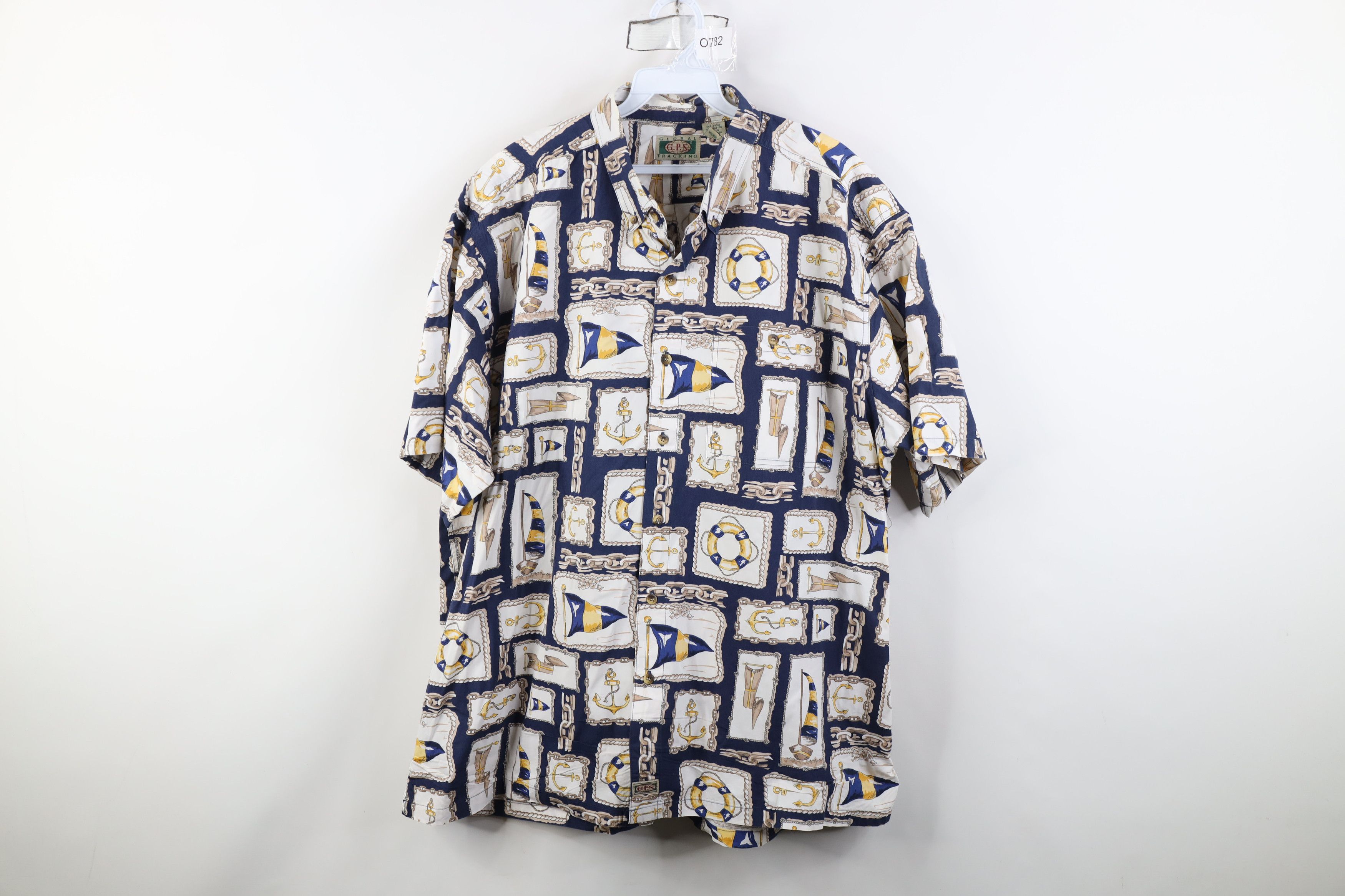 Vintage Vintage 90s Streetwear Anchor Flag Boating Button Down Shirt Size US XL / EU 56 / 4 - 1 Thumbnail
