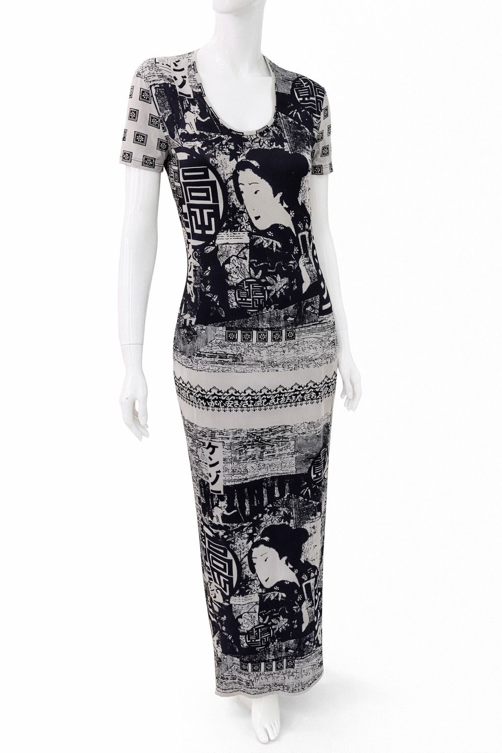 Kenzo Graphic Maxi Japanese Japan Geisha Print Long Dress