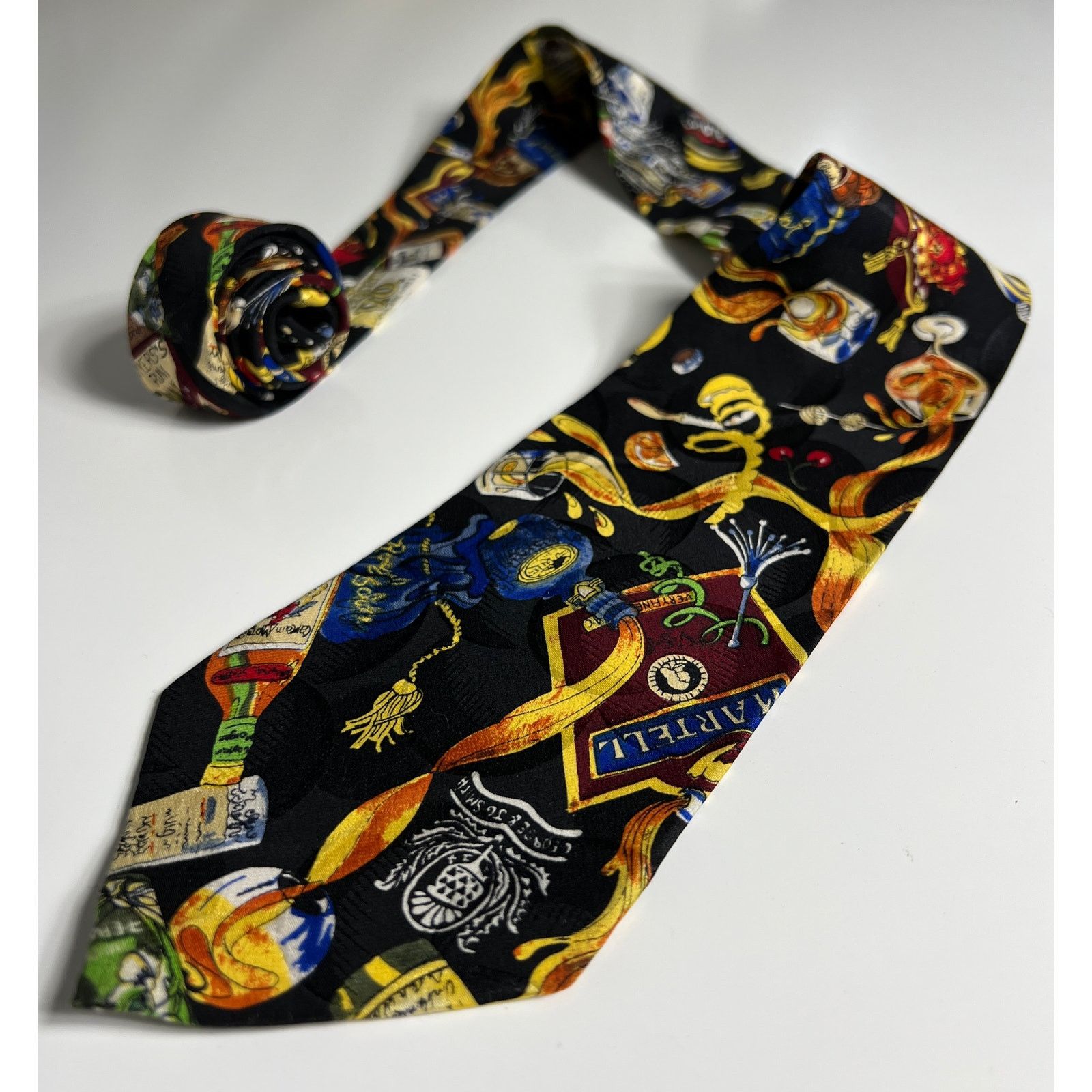 Nicole Miller Nicole Miller Mens Tie Novelty Black Blue 100% Silk Necktie Size ONE SIZE - 1 Thumbnail