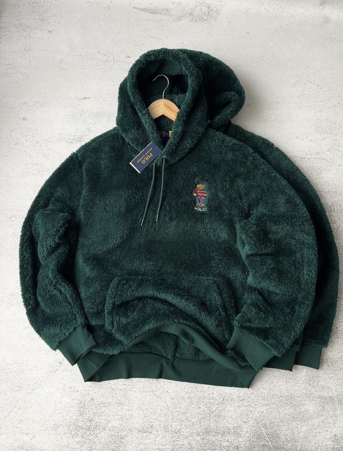 🟢 Polo Ralph Lauren Polo Bear Fleece Hoodie Green Size XL